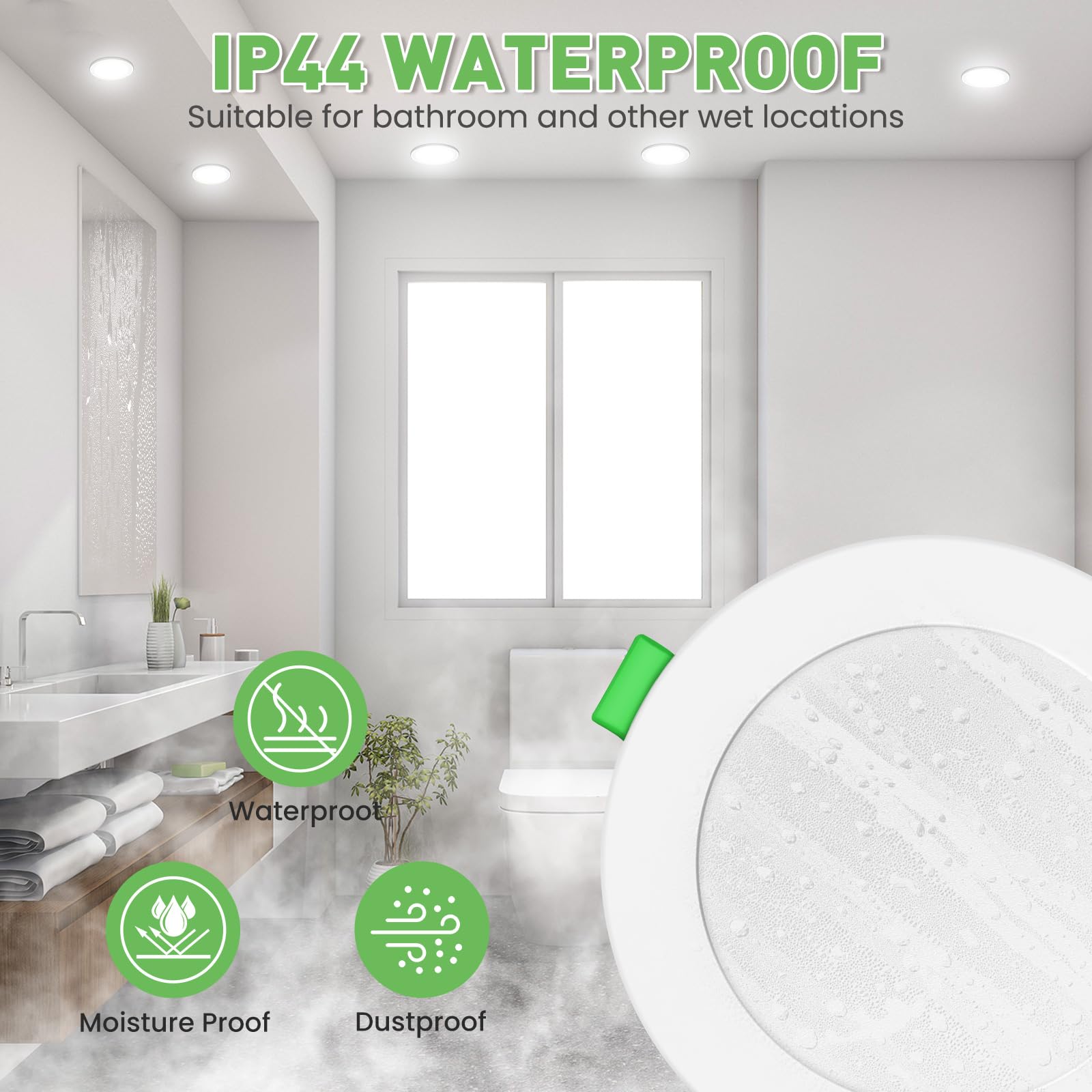 ALUSSO Faretti LED da Incasso Per Cartongesso Dimmerabili 10W 1050LM IP44 Faretti LED Soffitto Incasso Cartongesso, 3000K 4000K 6500K Regolabile, Diametro del Foro 90-100MM, Bianco, Set da 6