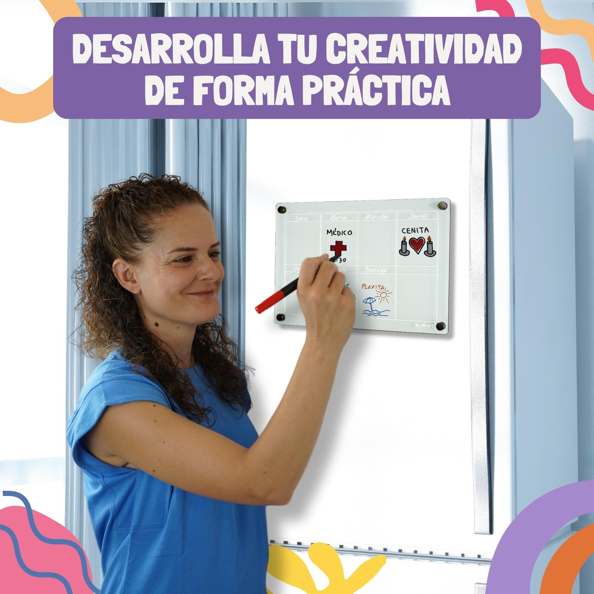 Calendario Magnético para Nevera - Juego de 2 Calendarios Magnéticos Mensual y Semanal + Accesorios para tu frigorífico - Transparente - En Español | Planificador