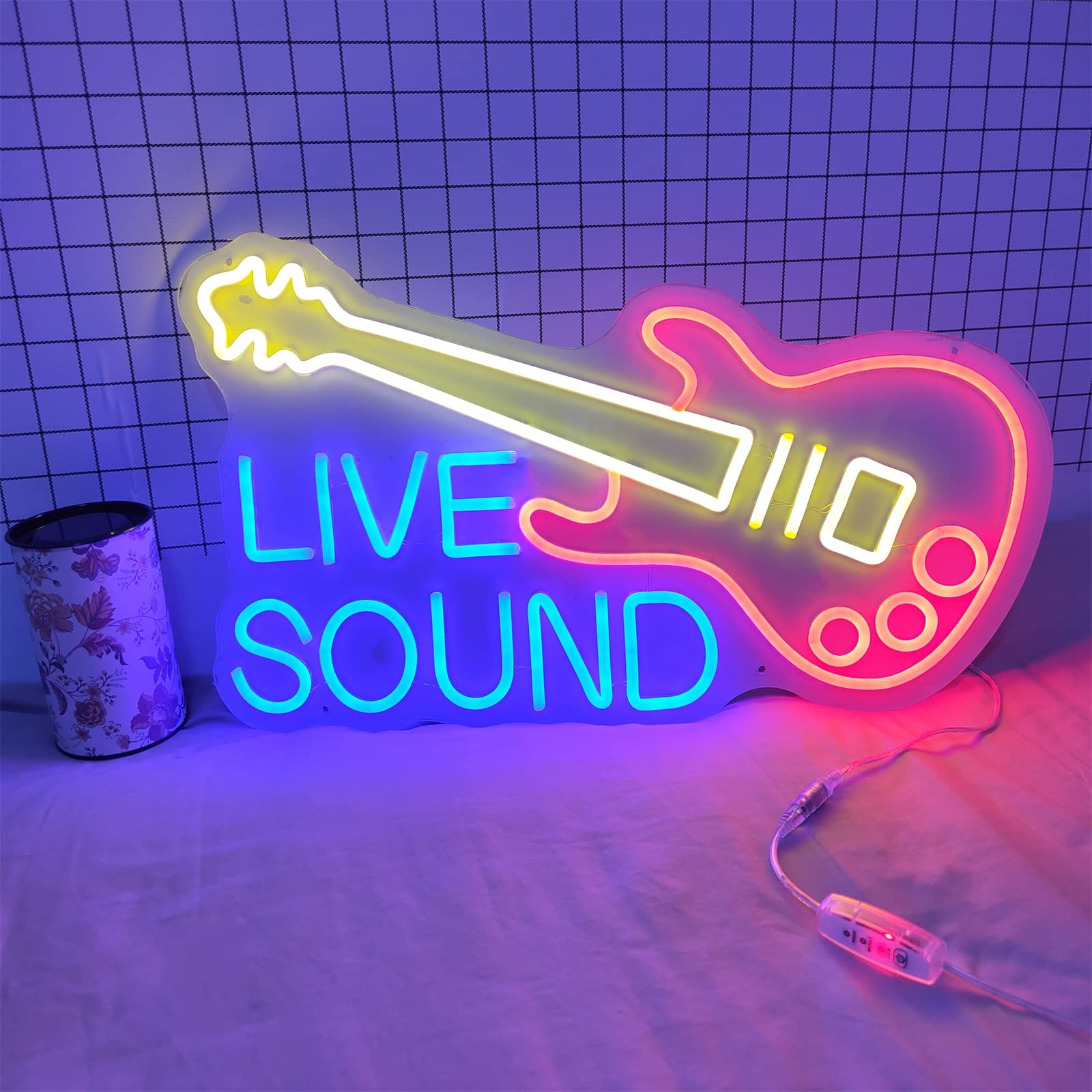 Amazon | ギター LED ネオンライト、ライブ音楽の雰囲気の装飾リモコン