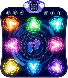 TooLion Kids Electronic Dance Mat: LED Lights, Wireless Bluetooth, 4 Modes for Hand-Eye Coordination, Ages 3-12