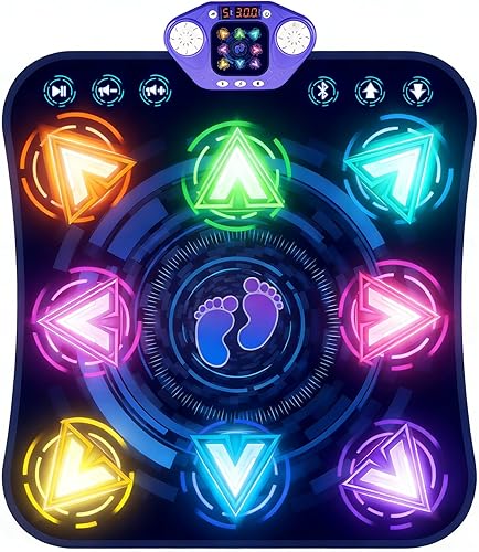 Miniatura 9 de Alfombrillas de baile para niñas de 4 a 8 años, alfombrillas de baile electrónicas con luz LED y Bluetooth inalámbrico, tapete de baile para niñas,
