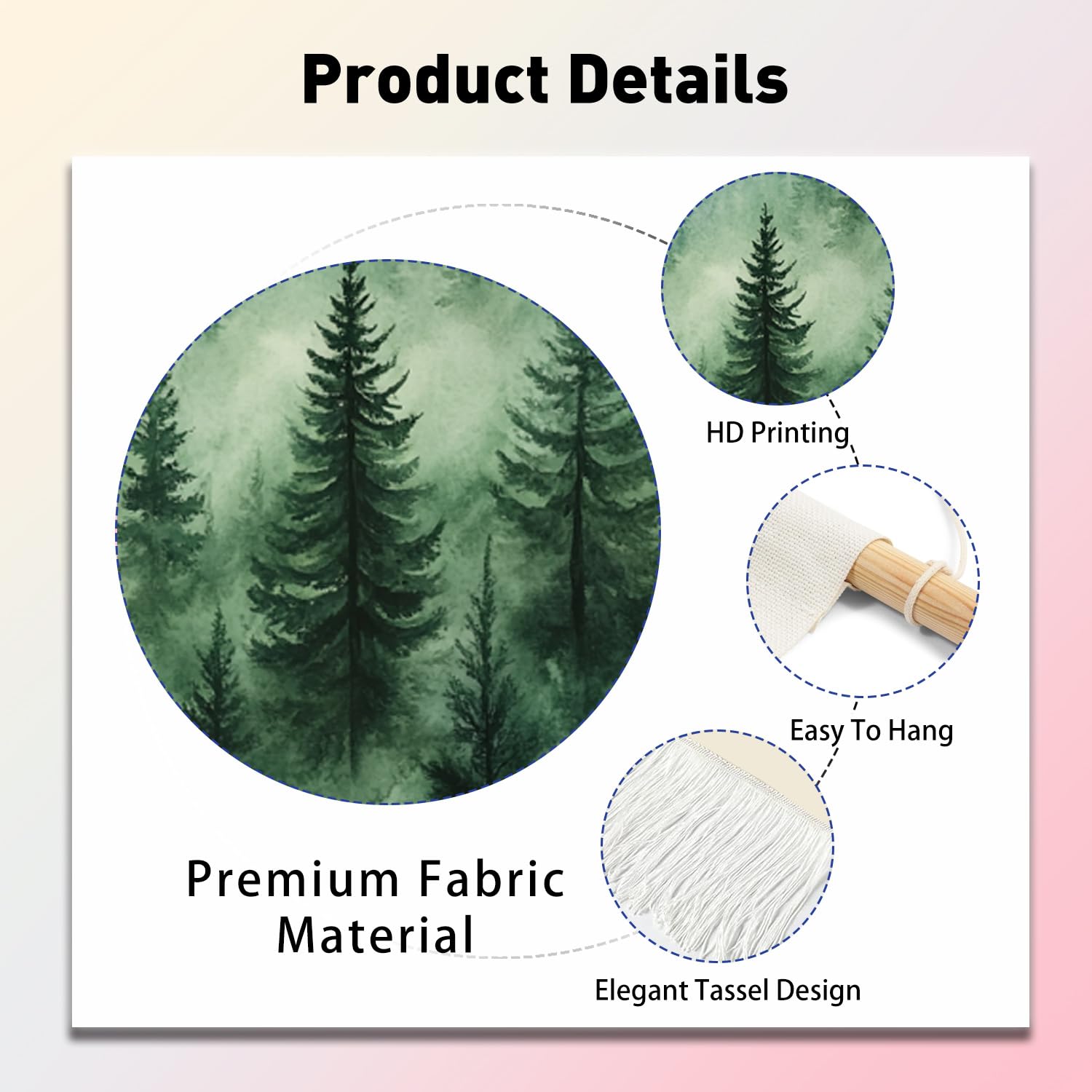 PLIGREAT 2 Pack Mountain Forest Wall Hanging with Tassels - Image 3