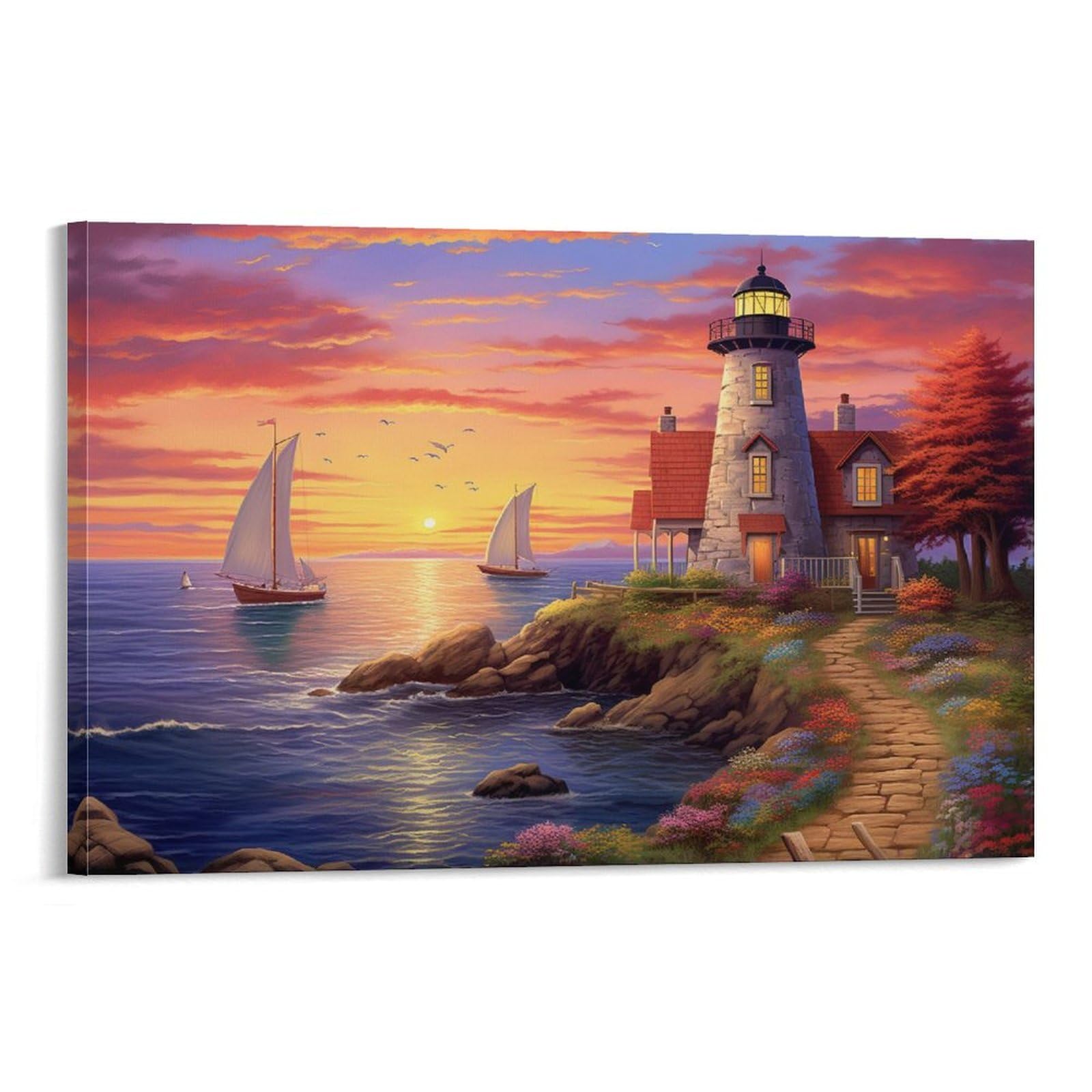 Latarnie morskie dekoracje ścienne obrazy na płótnie druk na płótnie do dekoracji wnętrz 16 x 24 cali (40 x 60 cm)