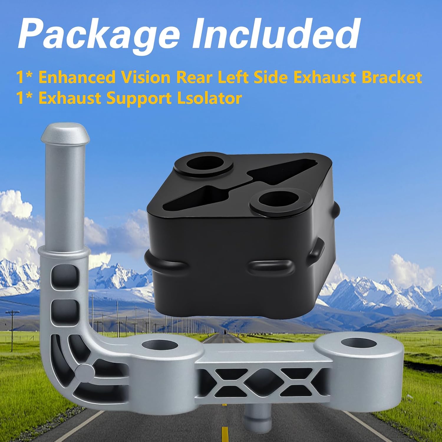 FUSCH Upgraded Rear Left Exhaust Bracket Muffler Support Assembly with Hanger Rubber Compatible with Ram 1500 5.7L 6.2L 2019-2024，Driver Side，Replace #: 68275662AB 68519121AA