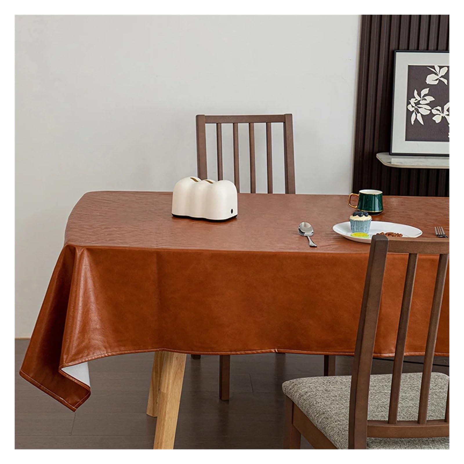 Sottomano in pelle, tovaglia cerata a olio, copritavolo rettangolare morbido e lavabile for banchetti e hotel(White,140x220cm)