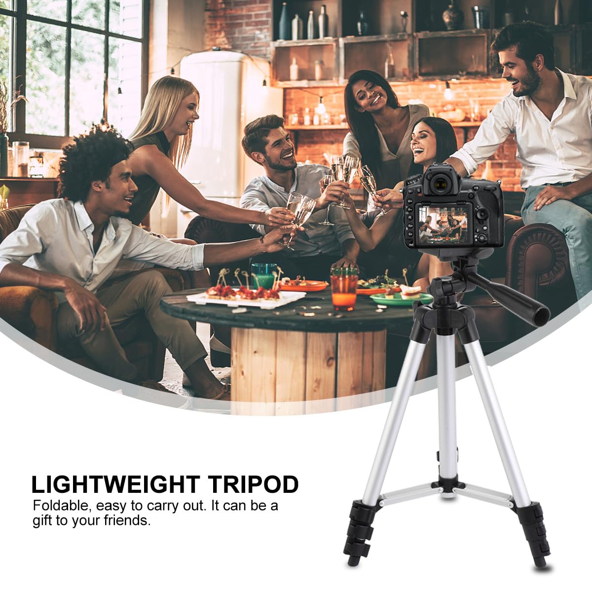 Treppiede Telescopico 110cm in Lega di Alluminio per Streaming | Pieghevole, Altezza Regolabile, Argento, per Viaggio, Adatto a Telescopio e Fotocamera