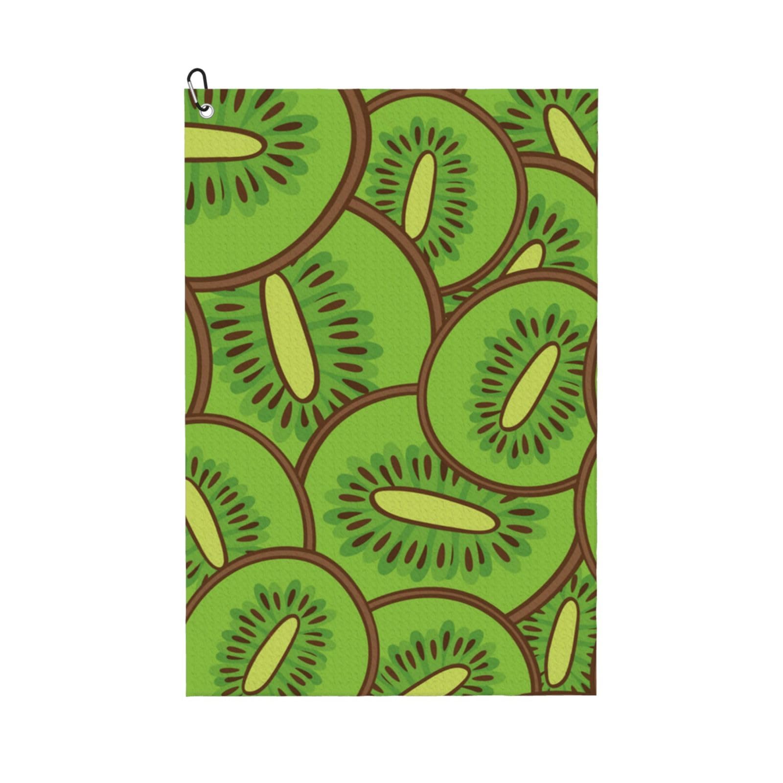 Hnnkloy Green Kiwi Pattern, 16x24 in Portable Waffle Golf Towels with Carabiner Clip for Golf Bag