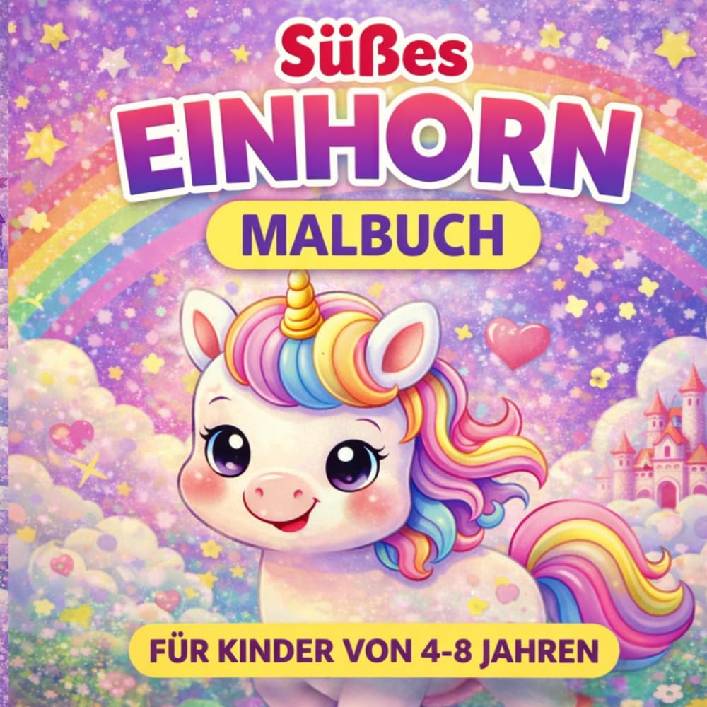 Süßes Einhorn Malbuch für Kinder 3–6 Jahre: Ein magisches Ausmalbuch mit niedlichen Einhörnern, Regenbögen und zauberhaften Szenen