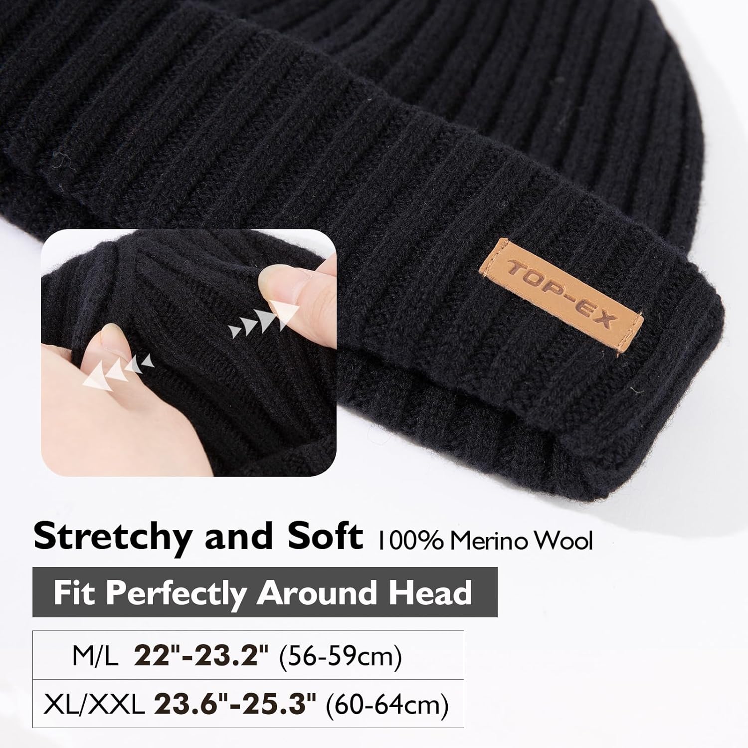 PolarWool™ 100% Merino Wool L/XL/XXL Fisherman Beanie Watch Cap Single Layer 3 Styles Warm Winter Knit Hat for Men Women - Image 8