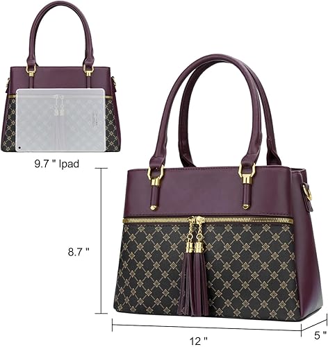 Miniatura 6 de KKXIU Bolsos tipo satchel para mujer con asa, bolsos de hombro y carteras con bolsillos y cremallera, bolsos cruzados de cuero