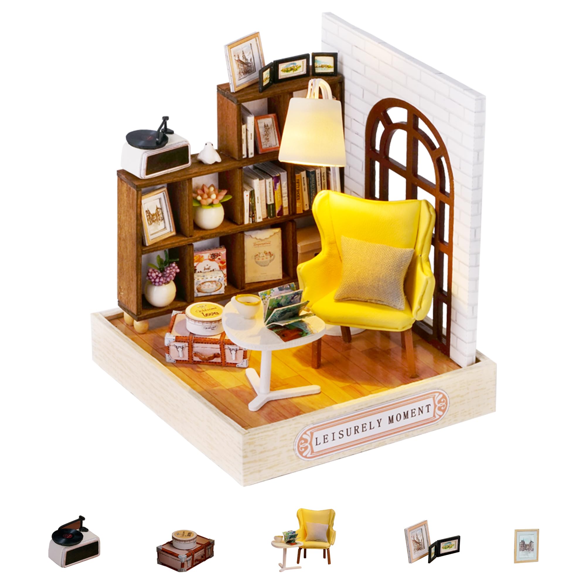 Flever Dollhouse Miniature DIY House Kit Creative Room with Furniture for Romantic Valentine's Gift (Leisurely Moment)
