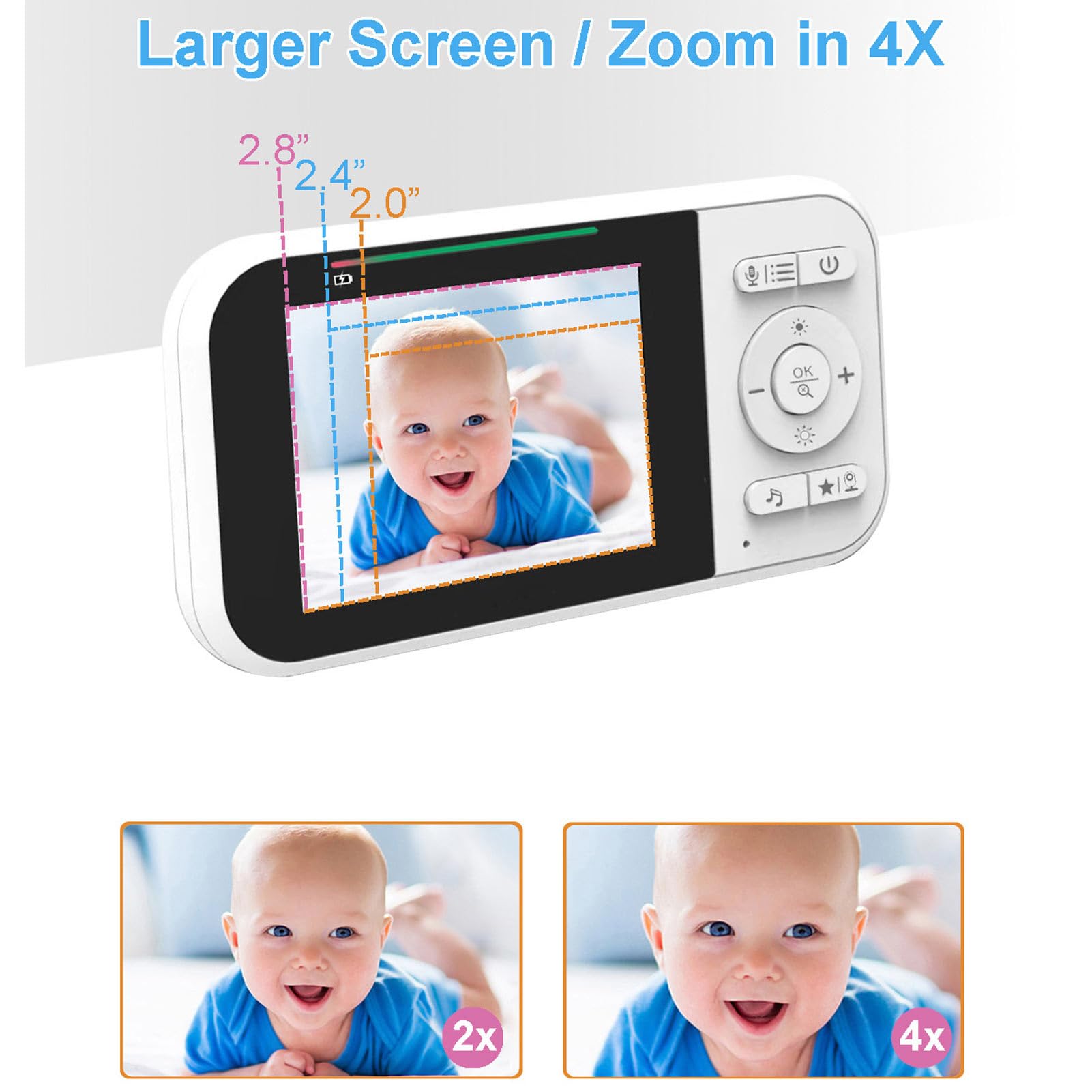 SEAFRONT Babyphone 1080p HD Vision Nocturne Écran 2,5 Pouces à Deux Voies avec caméra Audio Fonctionne Toute la Nuit