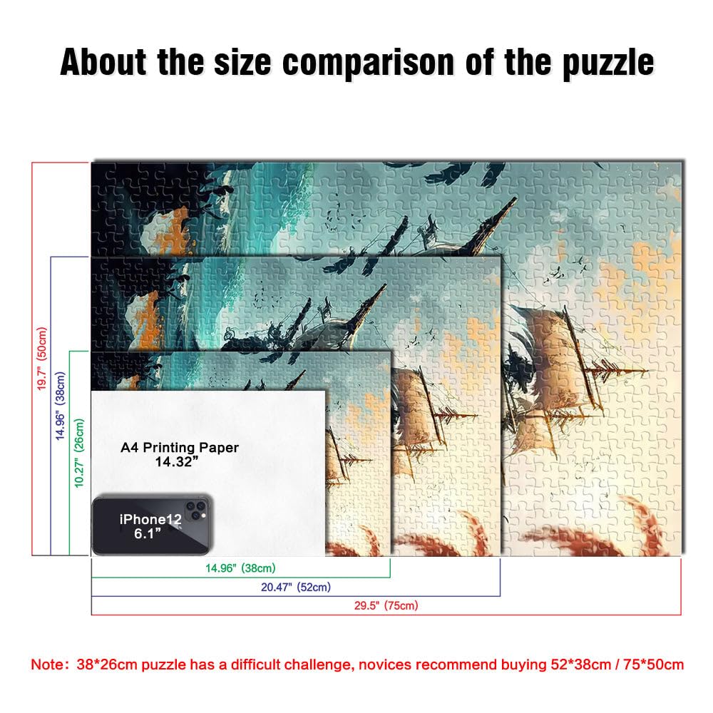 Puzzle 2000 pezzi per adolescenti paesaggio di nave pirata Giocattolo educativo antistress è ideale come regalo per tutta la famiglia 70x100cm