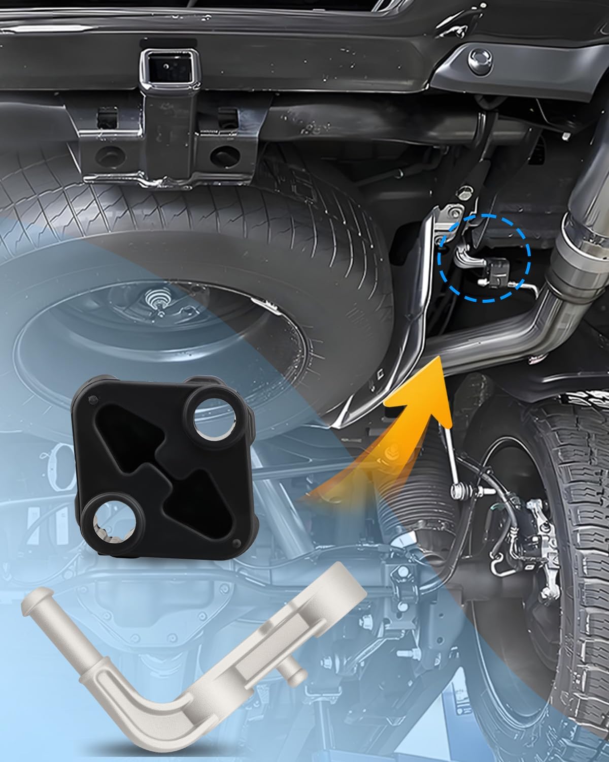68395841AA Rear Right Exhaust Bracket with Isolator Hanger Fit for Dodge Ram 1500 2019-2024 5.7L 6.2L 3.6L 3.0L V6 V8 Engines, Passenger Side Muffler Support Assembly