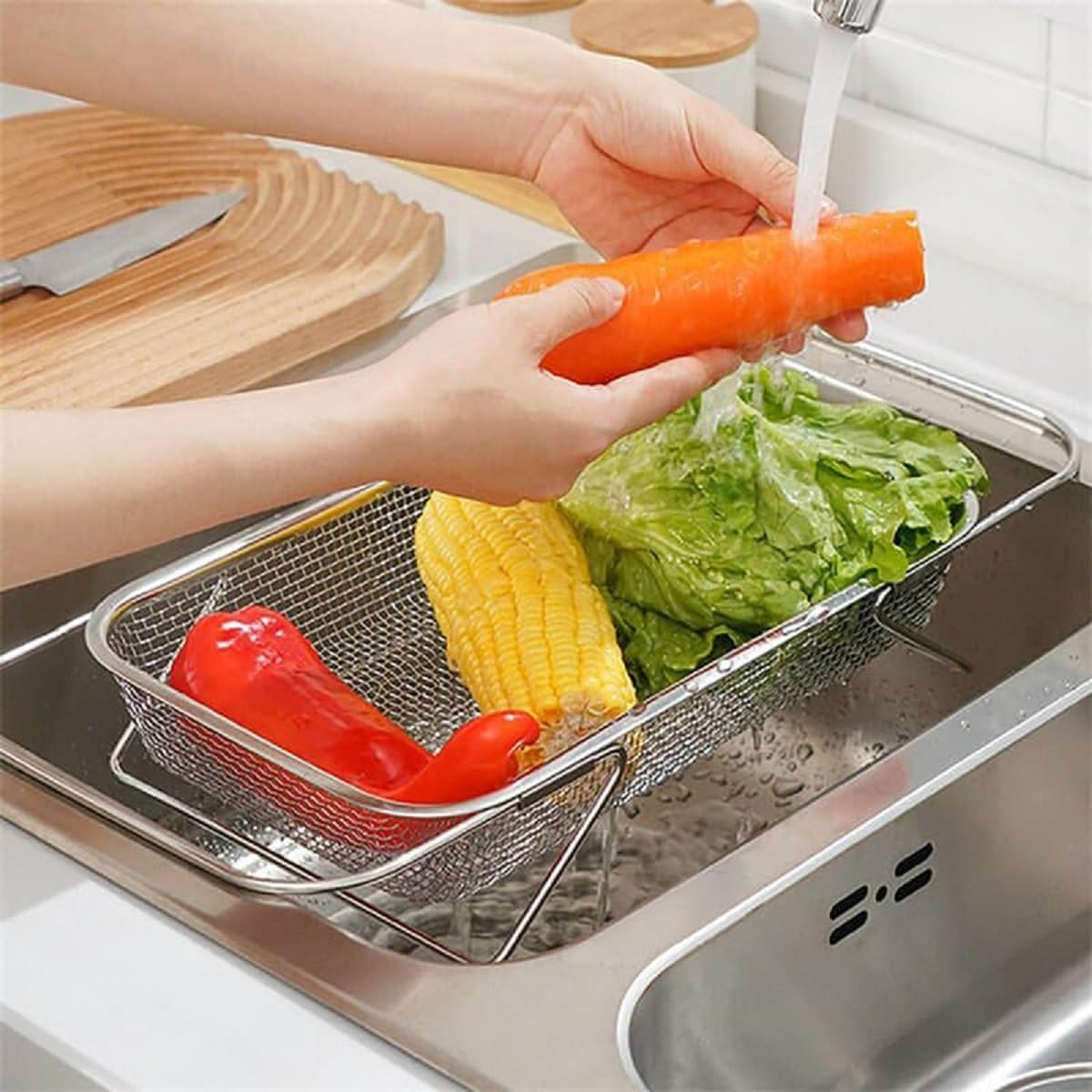 ToYooZe Stainless Steel Adjustable Kitchen Sink Drain Basket, Multifunctional, Kitchen Sink Organizer for Kitchen Sink Strain Drain Rinse Fruits Vegetables