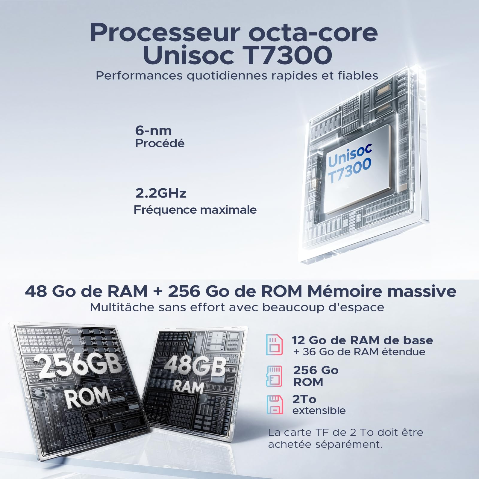 P12 Pro Tablette 12 Pouces, 12000 mAh Tablette Android 16, 48Go RAM+256Go ROM/2To TF, T7300 Octa-Core, Gemini AI, 2,4K/120Hz, 13MP, 4G LTE/Face ID/OTG/GPS/FM, Tablette avec Clavier et Stylet