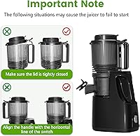 Vista 5 de Cold Press Juicer, 6.5" Wide Feed Chute Juice Extractor Machine with Handle, High Juice Yield, 350W Professional Slow Masticating Juicer for Whole
