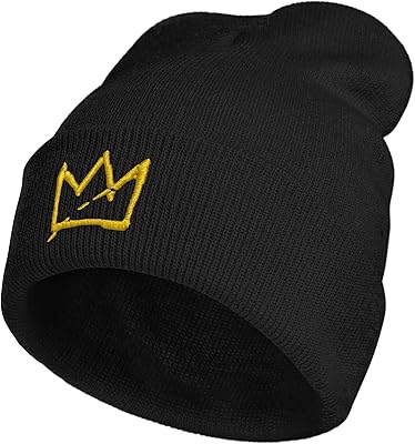 MiAnMiAn Basquiat Crown Embroidery Beanie Knit Hats for Men & Women, Embroidery Winter Hats Skull Cap