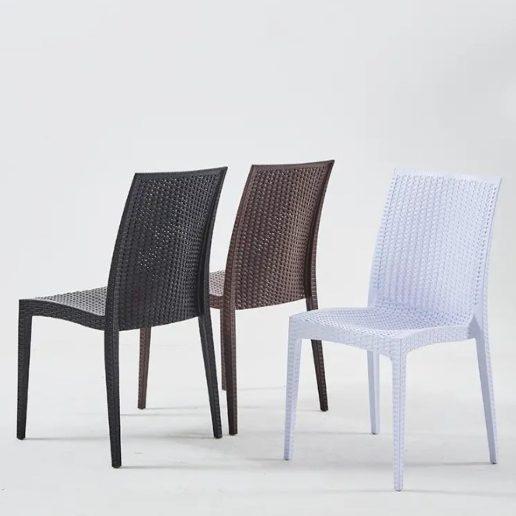 Sedie da giardino effetto rattan plastica resistente impilabili 88 cm Bianco 4