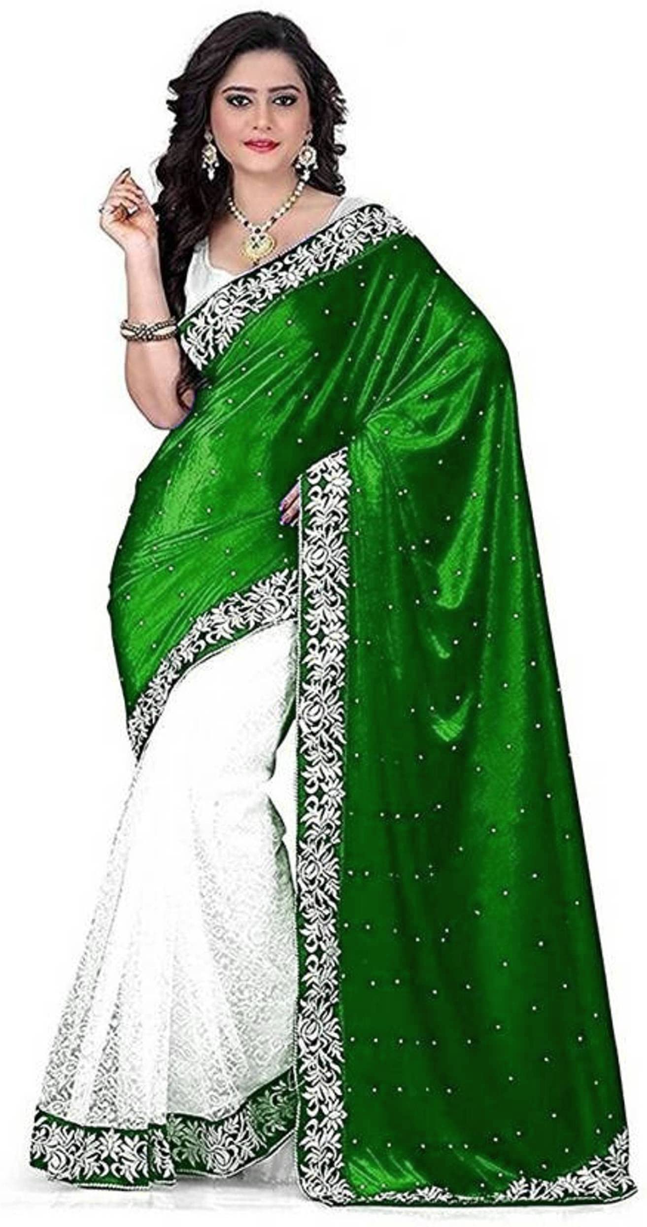 Womens Half-Half Velvet and Saree with Blouse Piece-picture-41