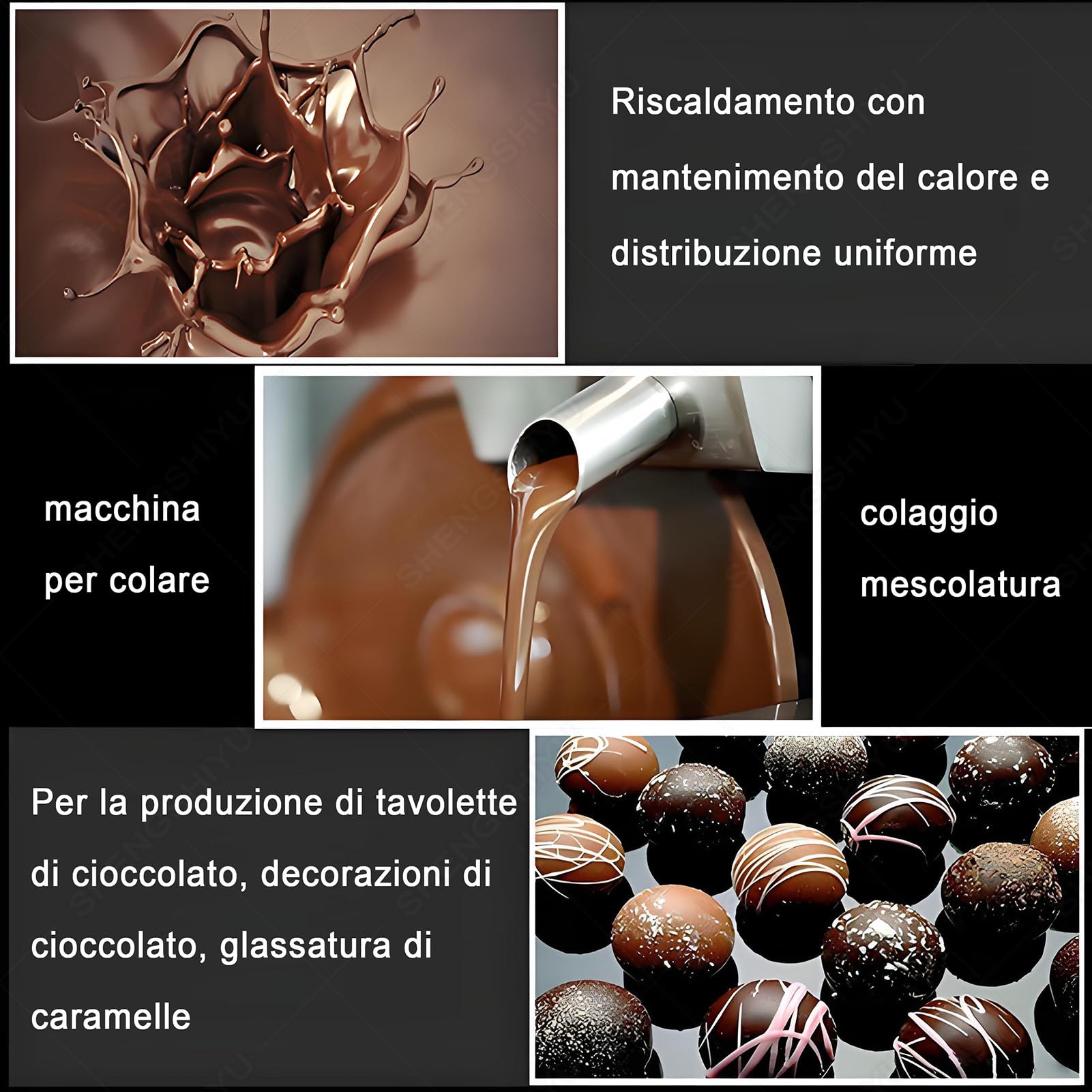 Macchina Cioccolata Calda per Il Colaggio/La Mescolatura degli Ingredienti di Cioccolato,Regolazione della velocità,Mantenimento del Calore e Distribuzione Uniforme CD1+B10