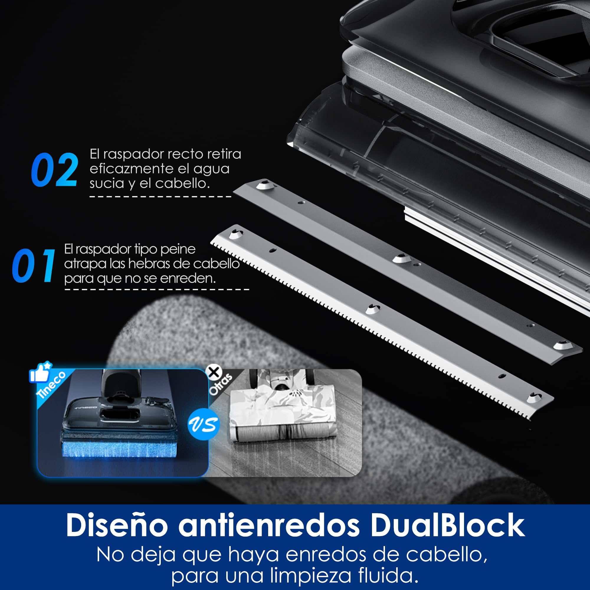 Tineco Floor One Switch S7 Stretch - Aspirador en seco y húmedo con batería 5 en 1, FlashDry Autolimpieza, DualBlock Antienredos, 50 min de autonomía, 22 kPa, Limpiador de Suelos Multifuncional para