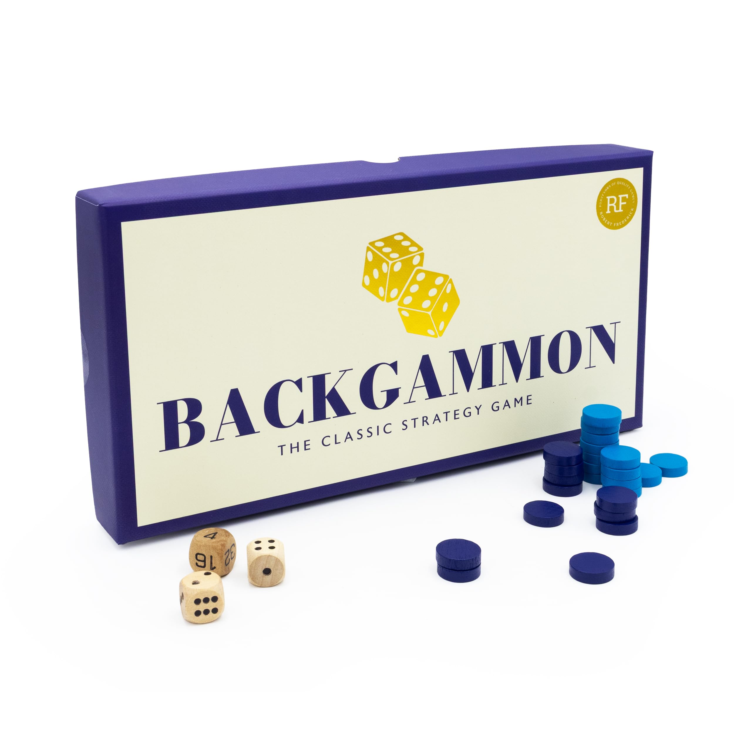 Backgammon | Classic Strategy Board Game in Premium Gift Box | Timeless Family & Travel Game, Navy and Cream