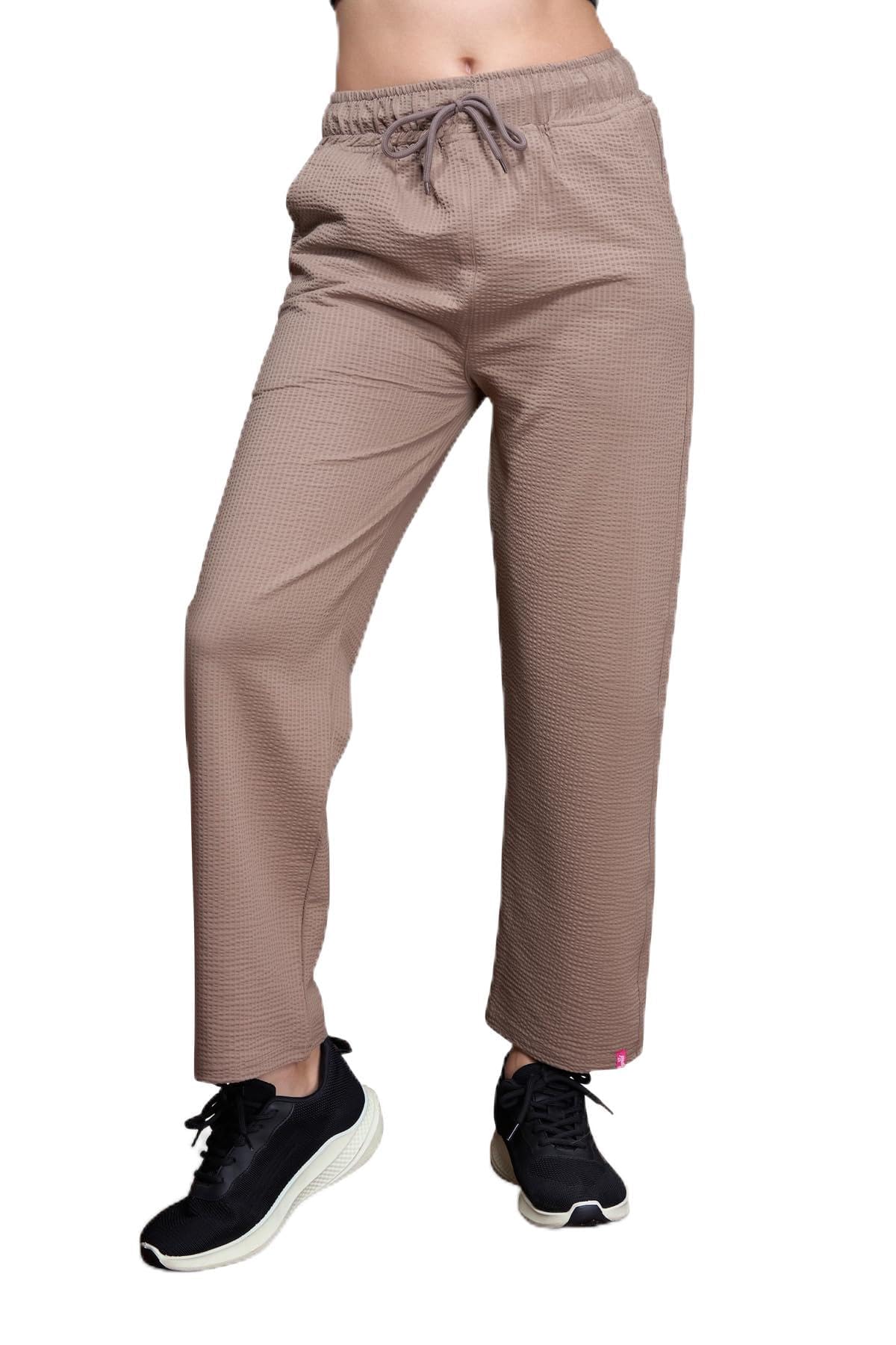 cupid Women Relaxed Fit Waffle Knit Cotton Trackpants with Drawstring Waist, Comfortable Lounge Wear, Lower Trouser with Pockets-picture-10