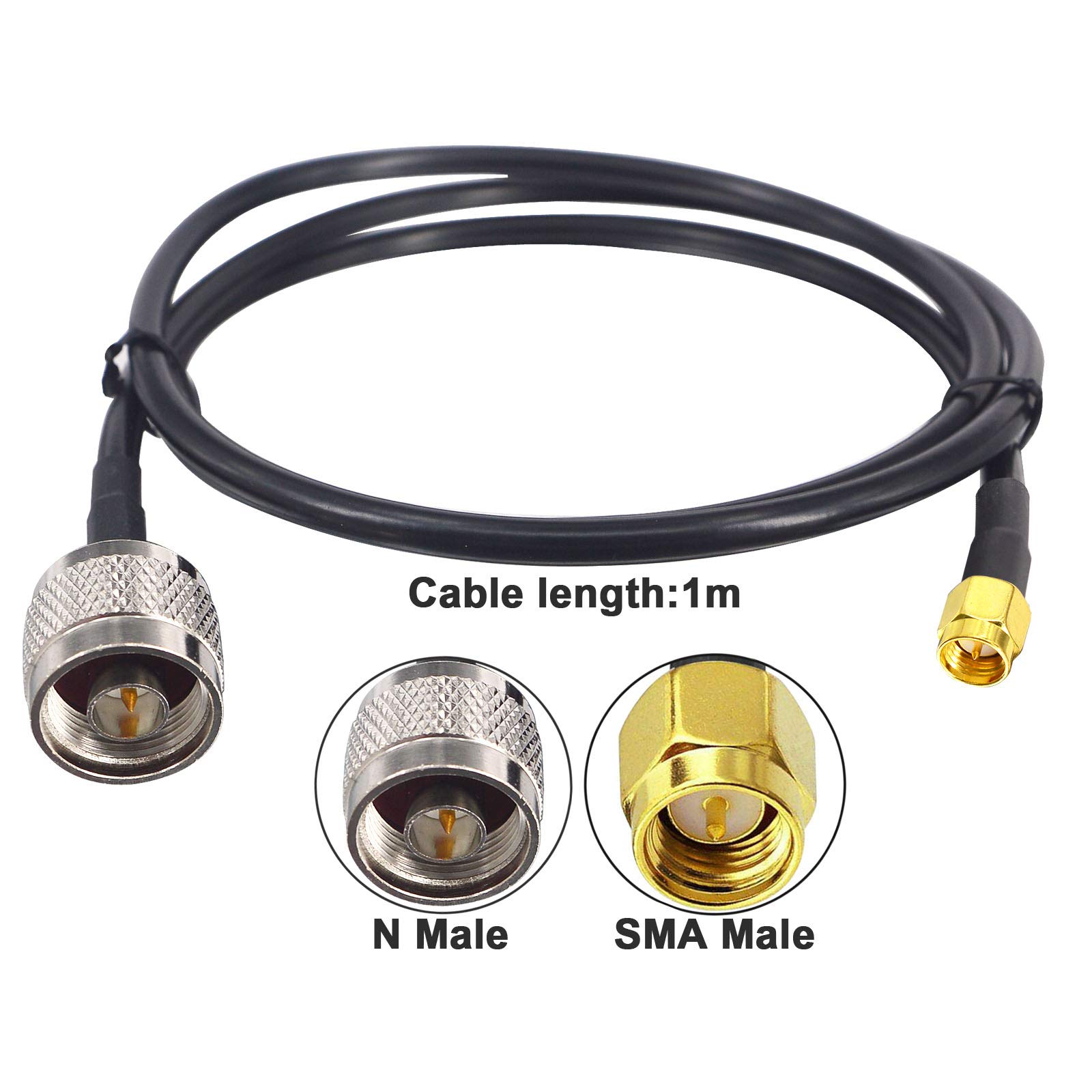 Câble d'extension à Faible Perte N Mâle à N femelle Câbles Coaxial 50 Ohm cuivre pur pour 3G / 4G / 5G / LTE/ADS-B/Ham/GPS/WiFi/RF Radio Antenne ou parafoudre 15M/49ft