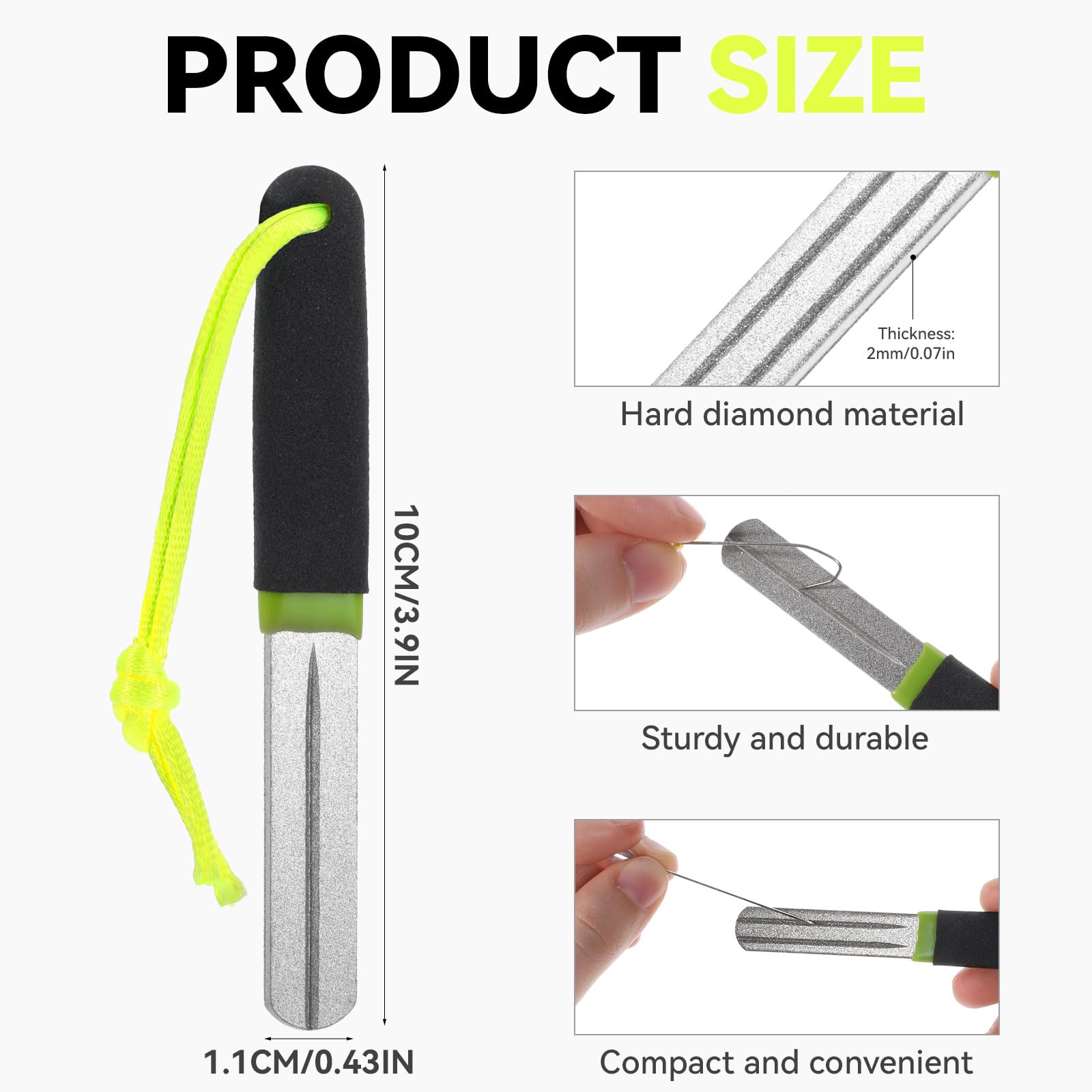 Fish Hook Sharpeners 2 Pcs Double Sided Diamond File Portable Fishing Sharpener Fine and Medium Grit for Grinding Fish Hooks