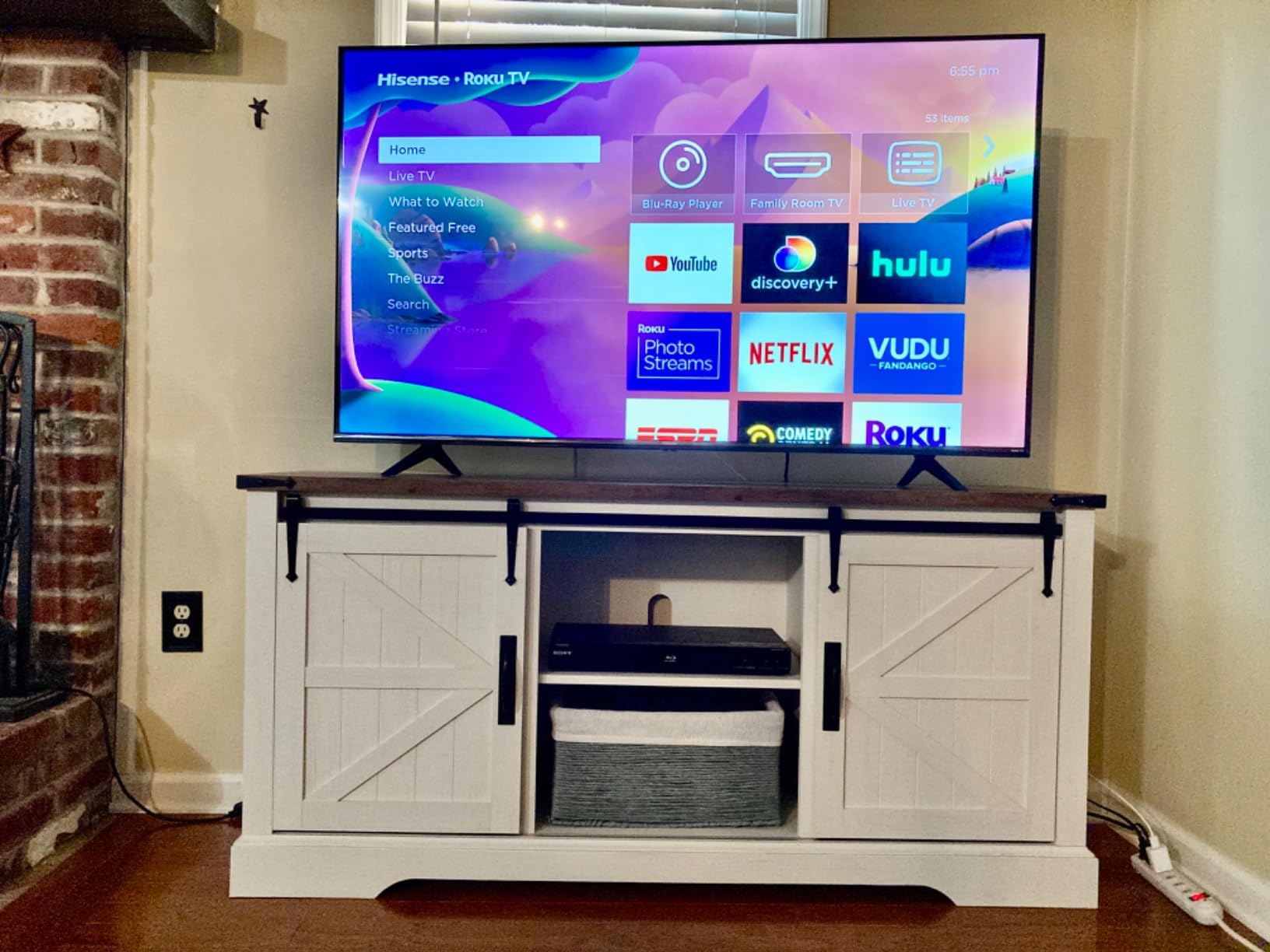 35/mo Finance OKD TV Stand for 65+ Inch TV, Modern Farmhouse