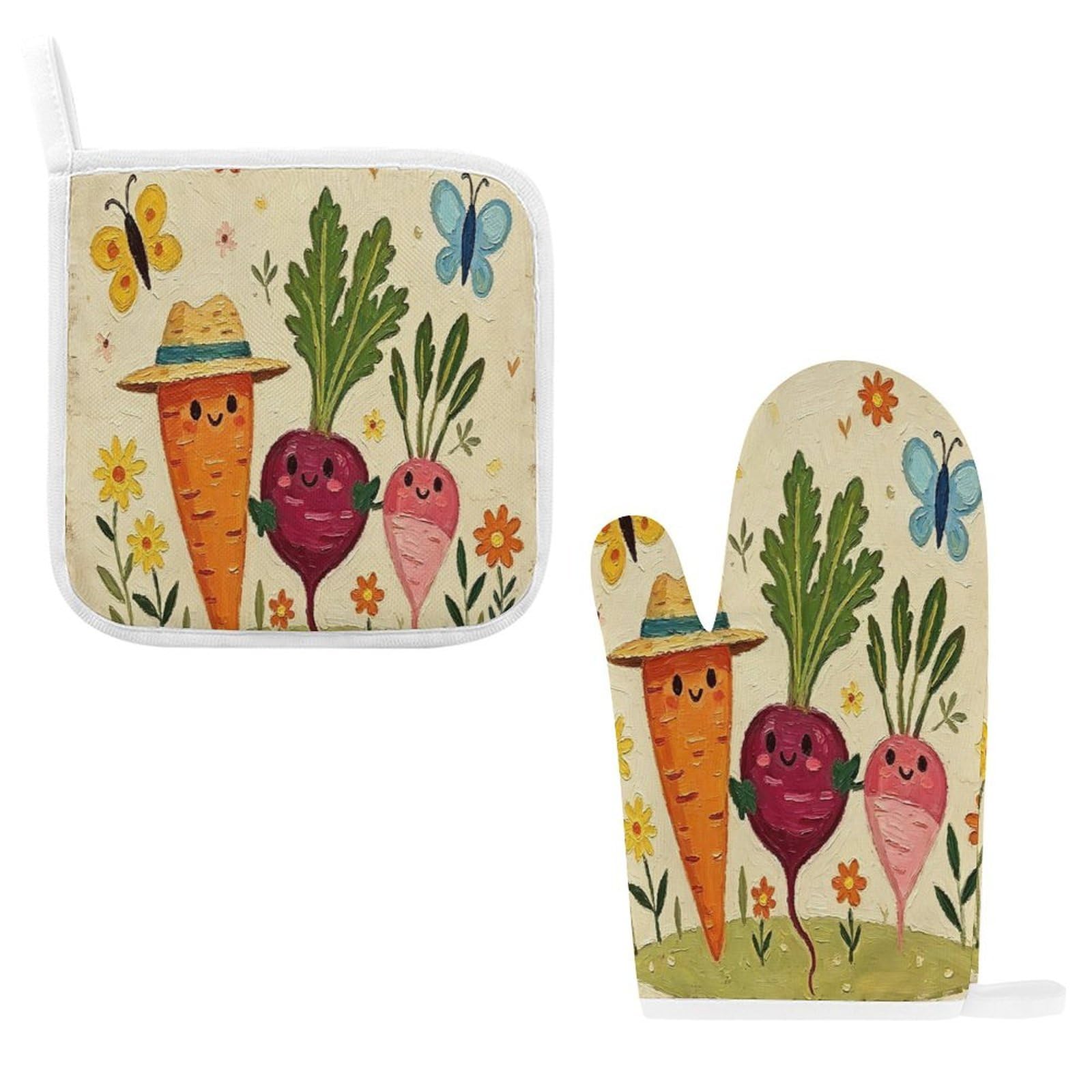 Fodpand Style Cute Vegetable Oven Mitts And Pot Holders Sets