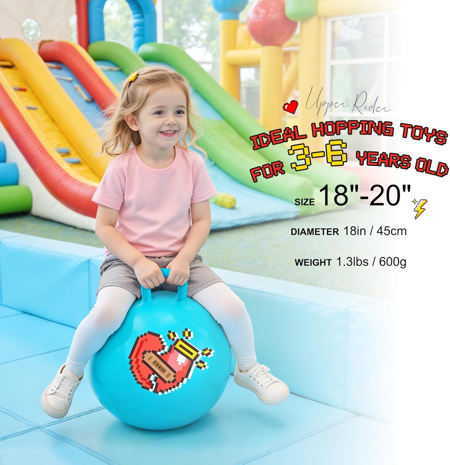 Upper Rider 2 Pack Hopper Balls for Kids 3-6, 18" Hippity Hop Ball for Kids, Outdoor Activity Toy for Age 3 4 5