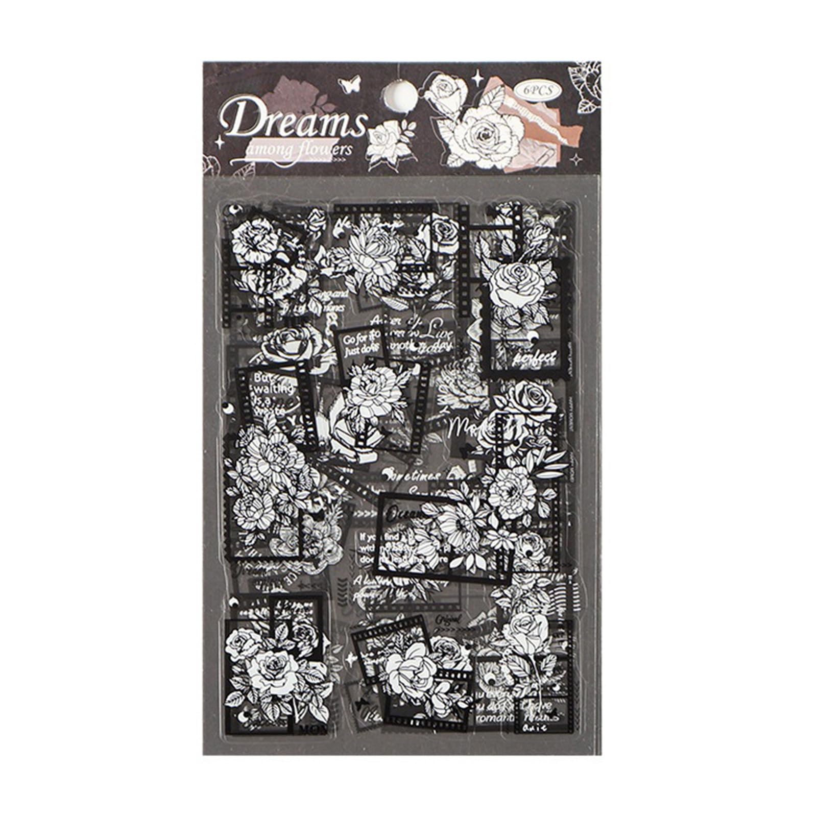 Zbiianxer Dream Among Flowers 6Sheets Sticker For Kids Scrapbooking Waterproof Decorative Supplies With Easy Peels Feature Planner Sticker Waterproof Design