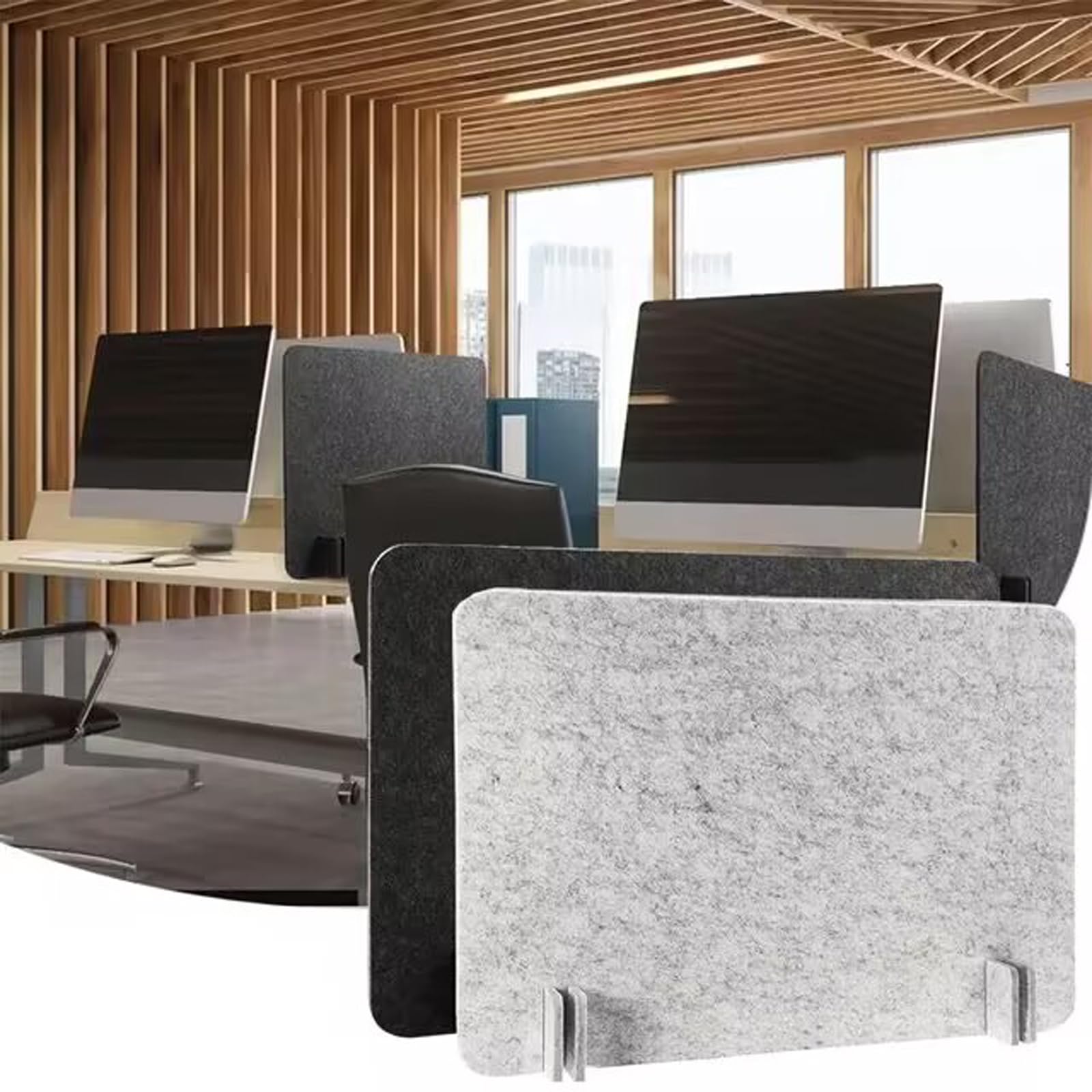 WORDFUN Un Lot De 2 Séparateur De Bureau Acoustique, 9 Mm D'épaisseur Polyestère Panneau De Séparation, Autonome Panneau D'intimité Absorbant Le Bruit, Pour École/Bureau/bibliothèque