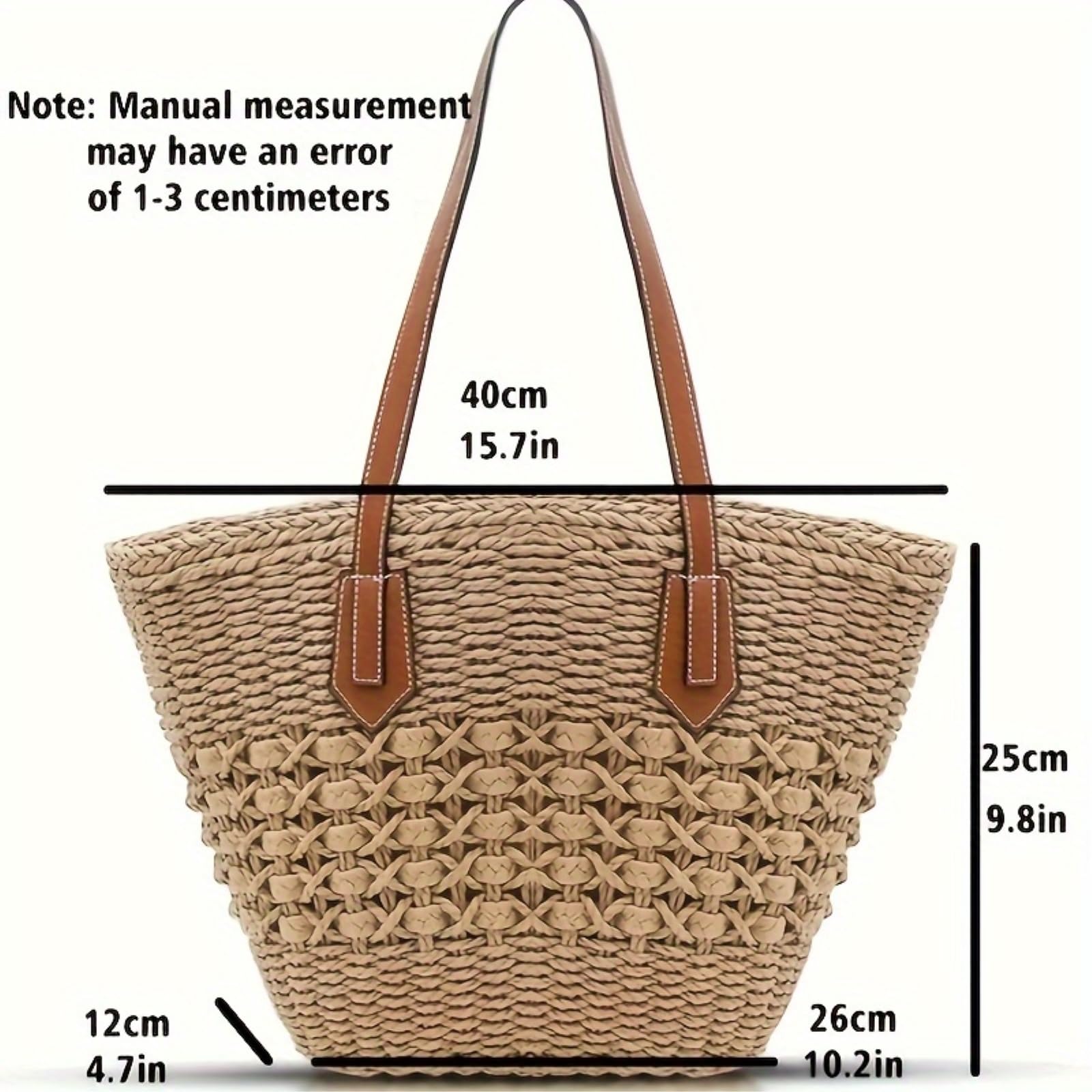 Umhängetasche Bohemia Frauen Schultertaschen Große Kapazität Sommer Korb Strohtasche Für Reise Strandtasche-Khaki