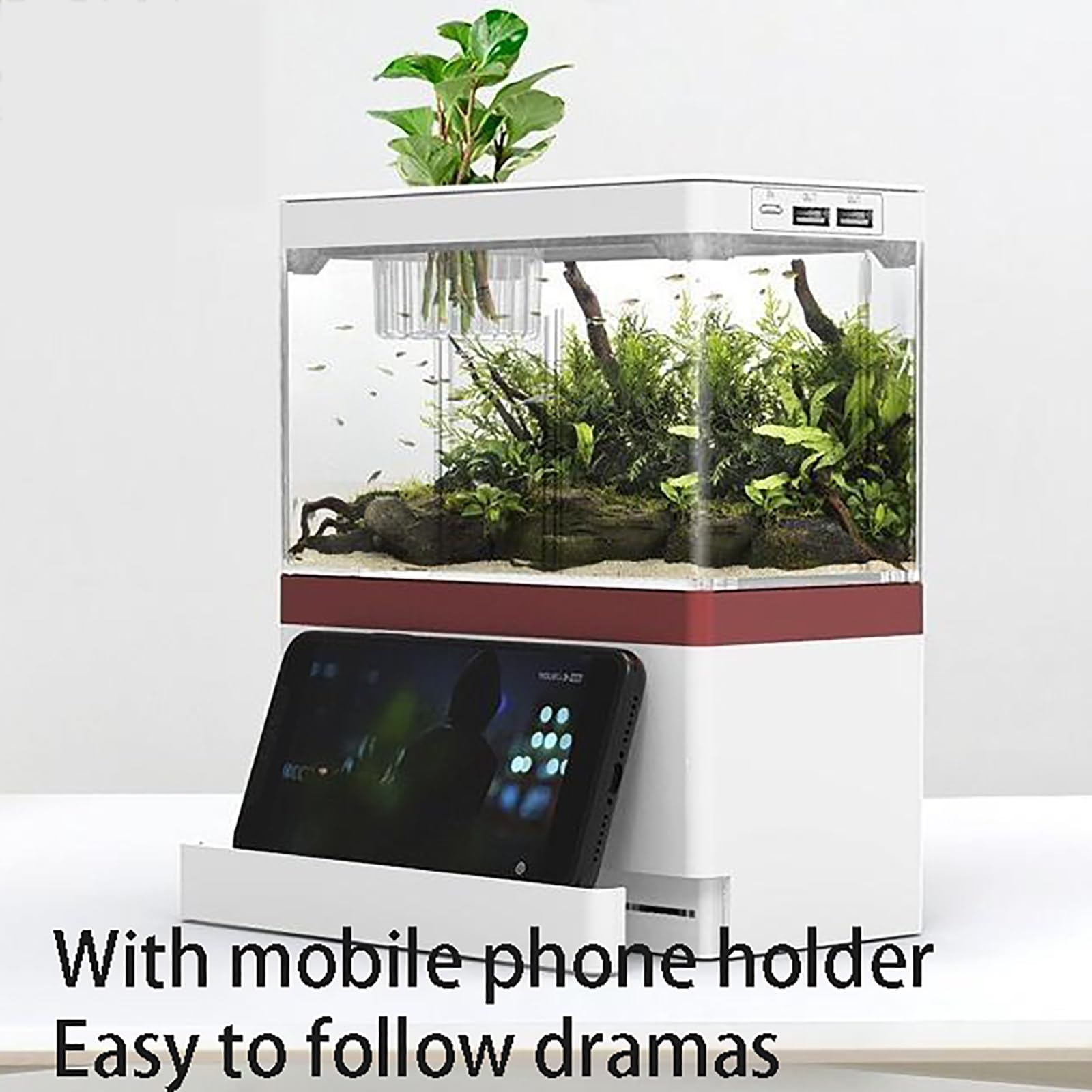 Mini Acuario de sobremesa, pecera con filtración e iluminación LED