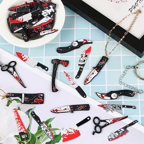 Miniatura 3 de 40 dijes de cuchillos falsos, dijes de Halloween, mini cuchillos de resina a granel, cuentas para mujeres, manualidades, manualidades, colgantes de