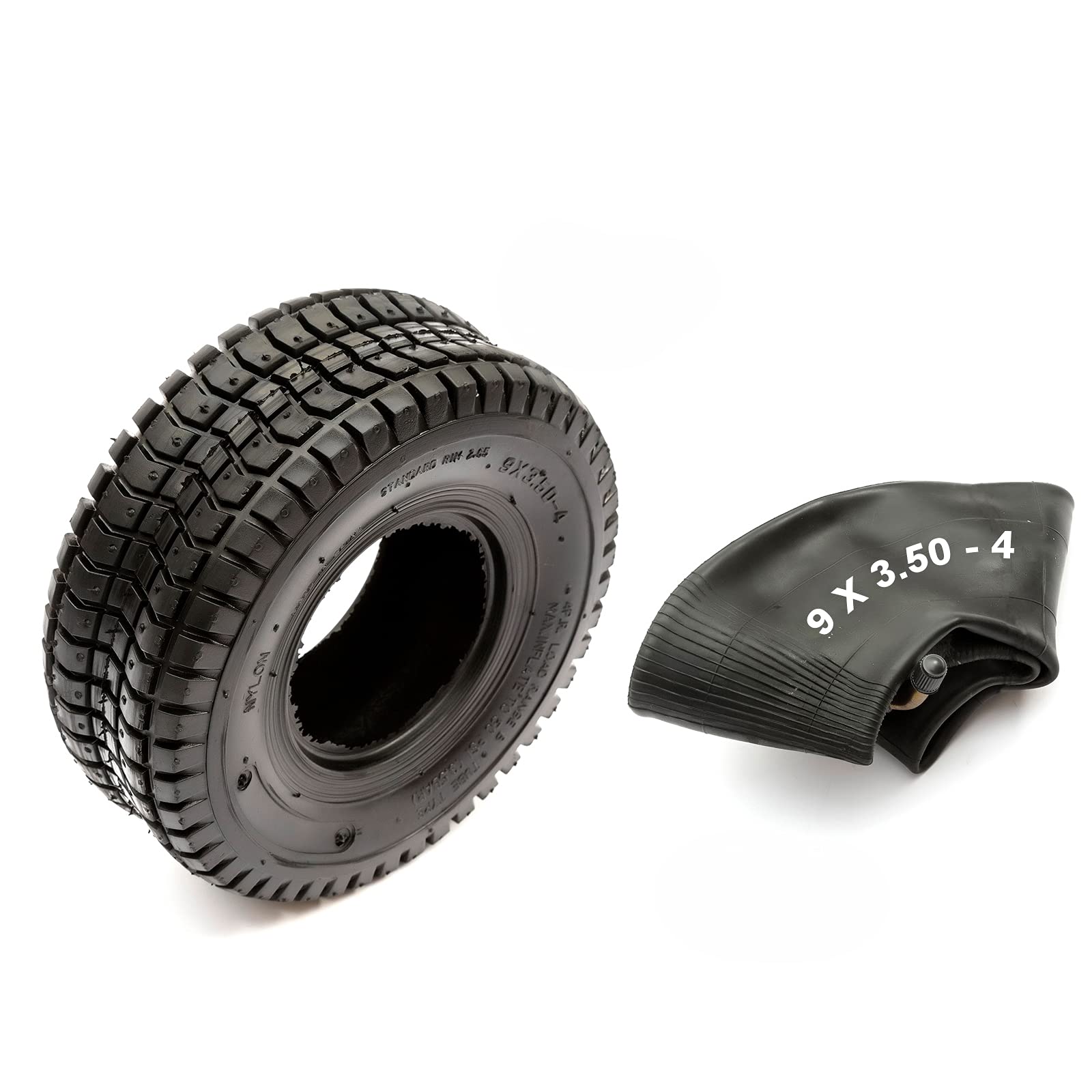 Lawnmower 1 x Tyre & 1 x Inner Tube Set Heavy Duty Pro Black 9 x 3.50-4 Ride On Lawnmower
