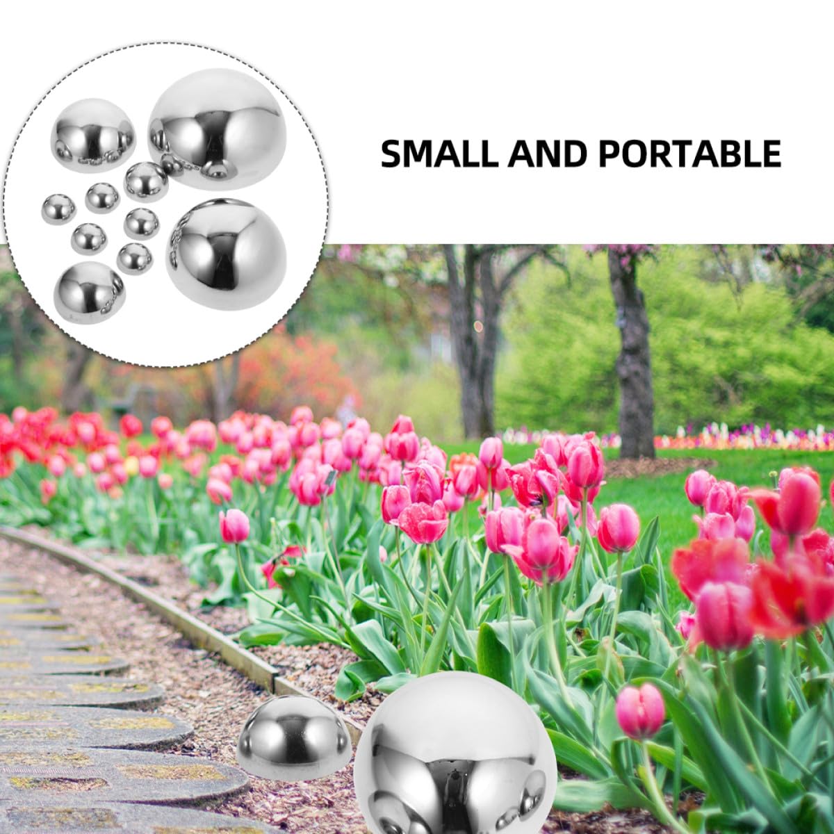 Tofficu Demi-sphères pour Décoration de Jardin Extérieur 9pcs en Acier Inoxydable Poli Miroir Résistantes aux Intempéries Argentées et Élégantes