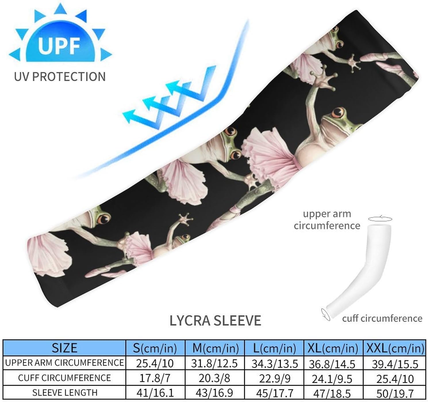Ballet Frogs Dancing Arm Sleeves Cooling Sun Protection Sports Compression for Golf Basketball