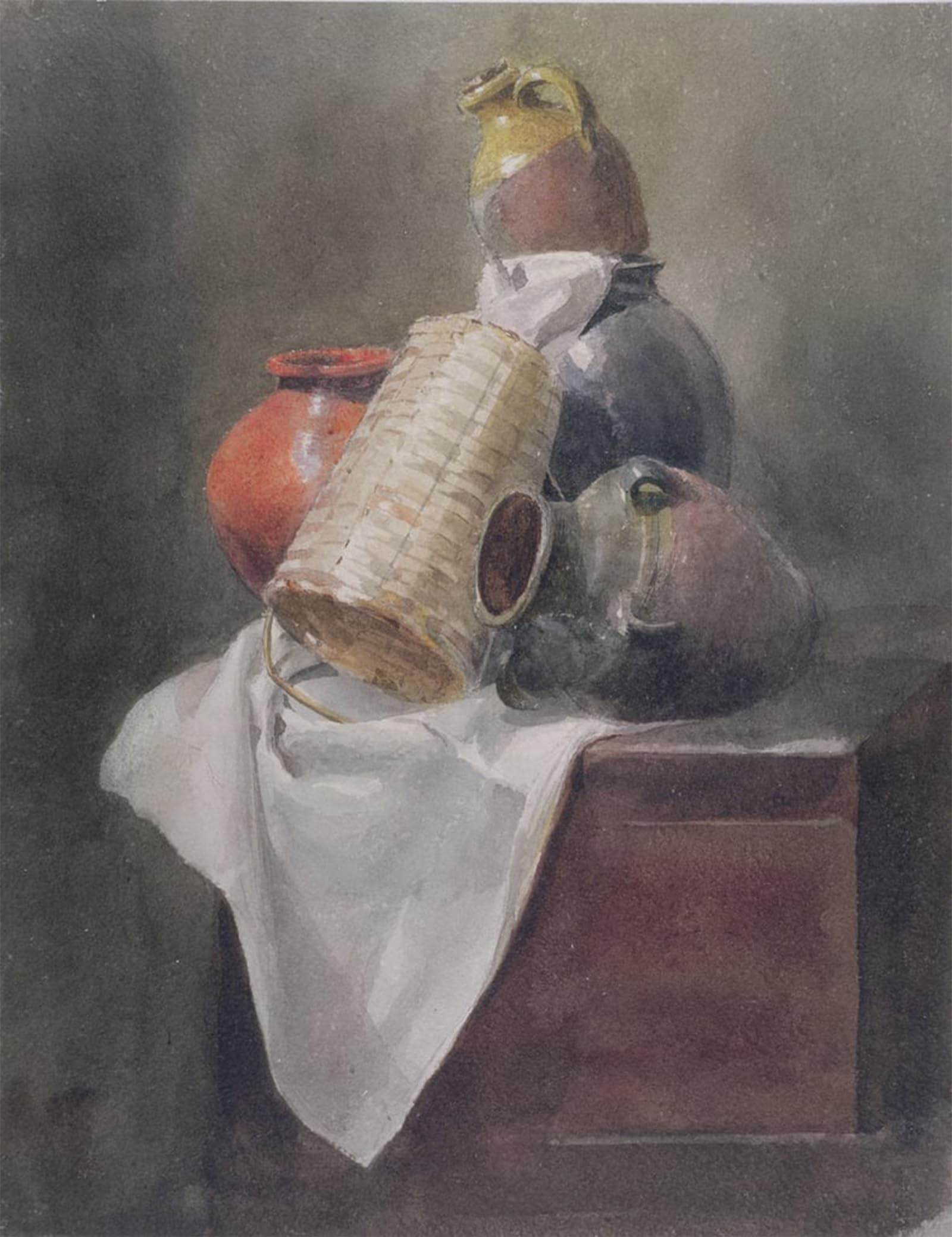 ARTXLXXBN Famous Prints Artwork Pictures Poster Painting Art Still Life Pots Basket and Cloth on a Chest by Peter De Wint Artwork Landscape Pictures for Home Decor 60x90cm