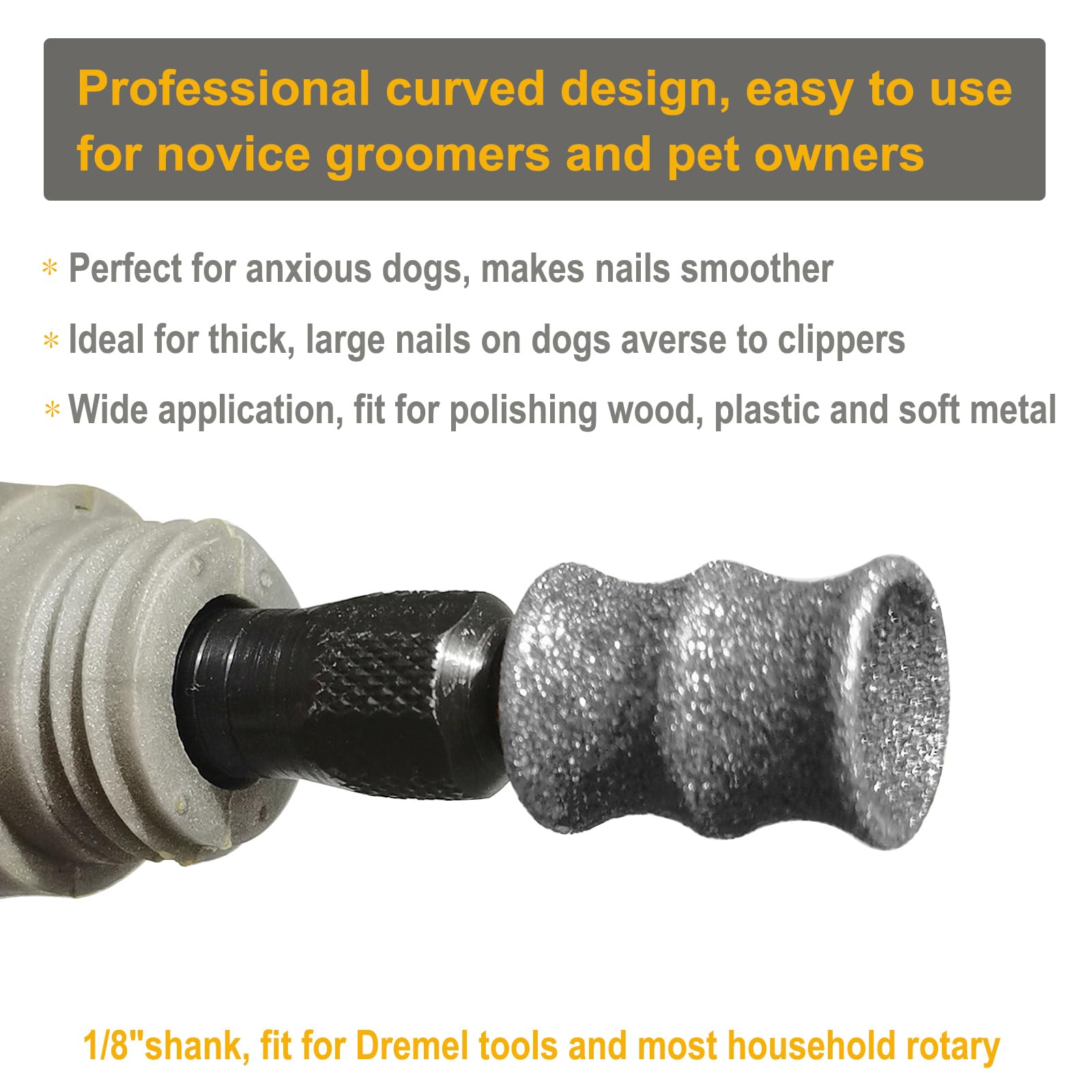 Oxcearly Dog Nail Grinder and Trimmer Bits for Dremel - Dog Nail Grinder Attachment - Painless Pet Nail File & Clipper for Large, Medium and Small Dogs & Cats 2Pack