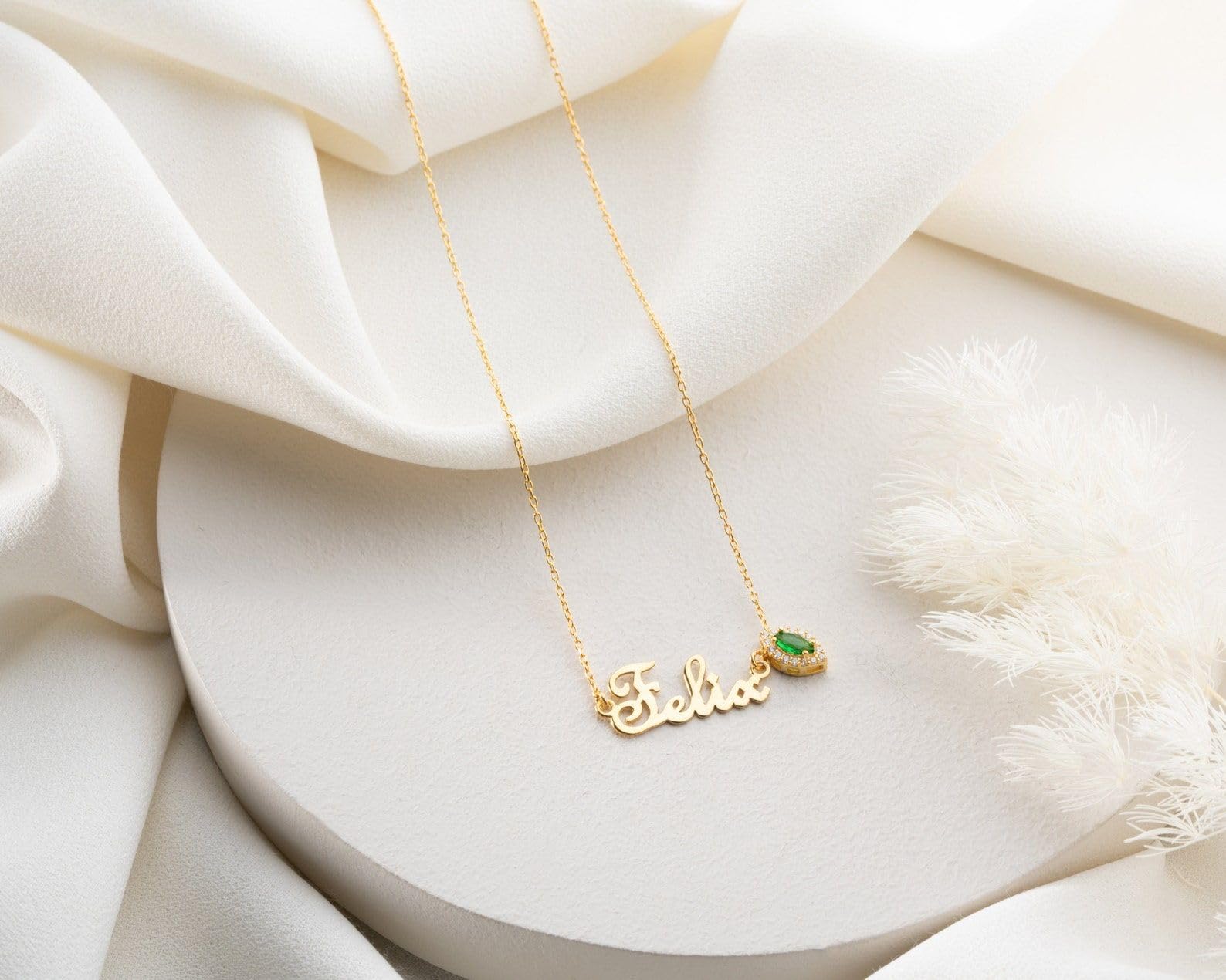 Nome e collana con pietra portafortuna personalizzato con nome Festa della Mamma Natale anniversario compleanno, Stile quotidiano