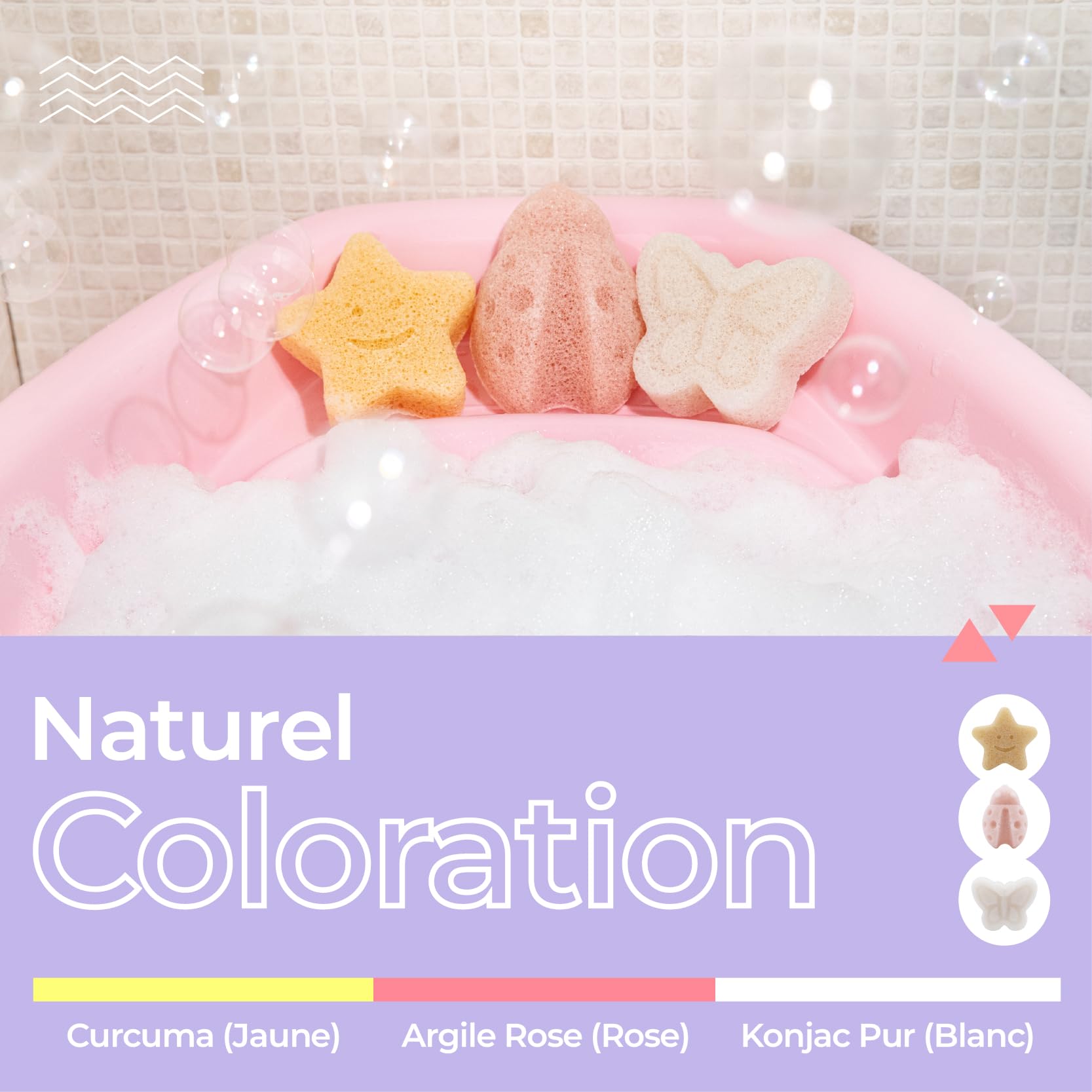 Éponges de bain en Konjac naturel, éponges nettoyantes douces aux formes décoratives, éponge de douche, exfoliation douce, lot de 3 pièces. Set : Papillon, Coccinelle, Étoile