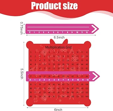 24 Pcs Multiplication Chart for Kids Times Table Chart Educational Posters Multiplication Poster Grids Slide and Learn Educational Table with Viewer Window for Elementary School Classroom Supplies