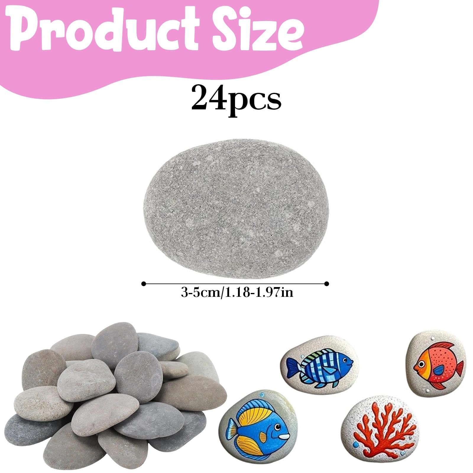 Touosy 24 Pezzi Sassi da Dipingere Creative Pebble Kit per Dipingere Bambini per Pittura Pietra Dipinta Creativa Decorazione Cortile Artigianato Creazioni Creative e Decorazioni Giardino
