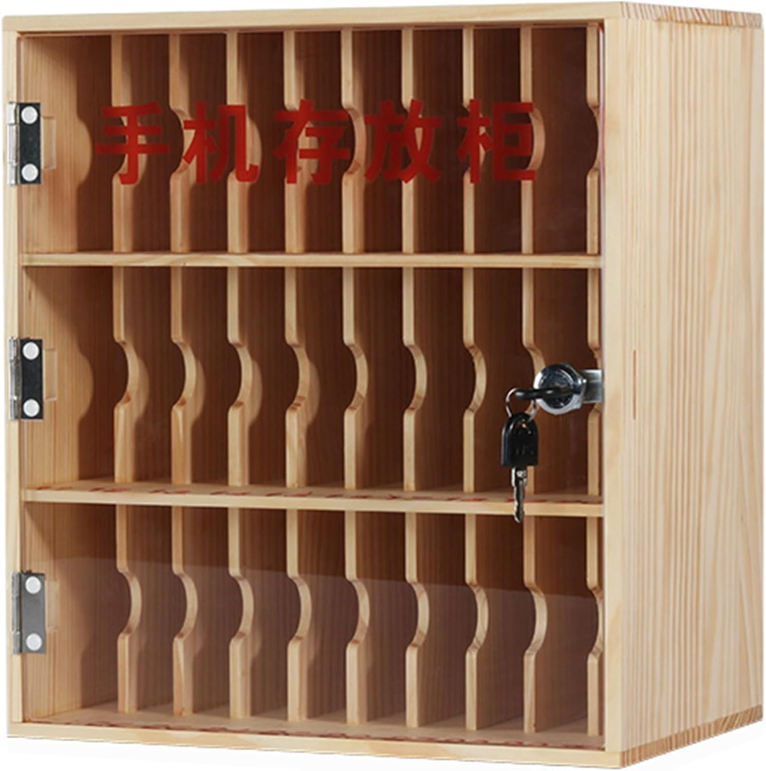 Cell Phone Locker Box for Classroom with Door Locks and Keys Clear Acrylic Jail Storage Cabinet，Lockable Mobile Phone Charging Station - Multi-Layer Aluminium Organizer for Staff - Durable S