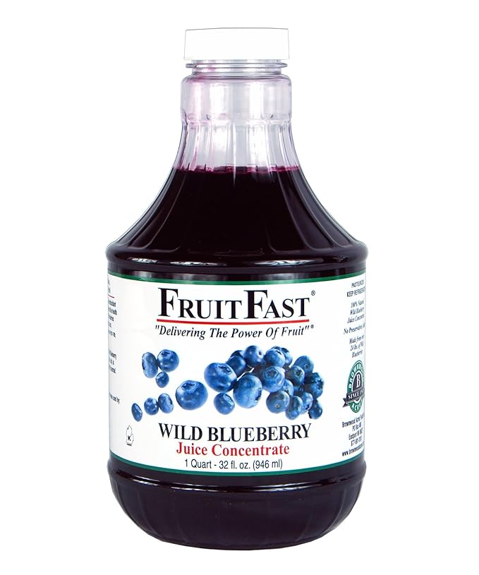 Wild Blueberry Juice Concentrate by FruitFast (32 FL OZ) Unsweetened, 65 Brix