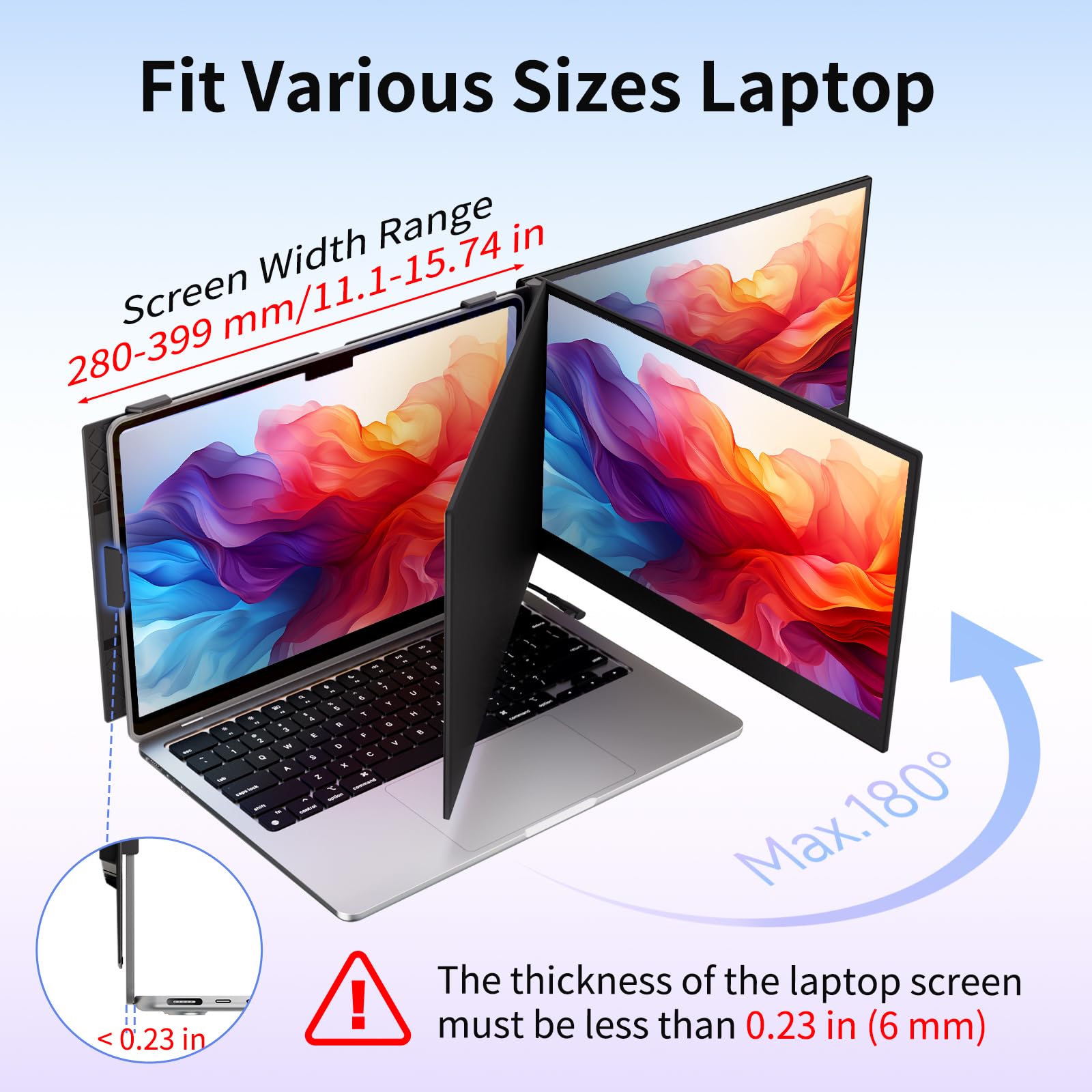 Doppio schermo PC portatile ultra sottile leggero 14" FHD 1080P IPS Estensione schermo PC portatile Monitor schermo aggiuntivo per 13,3-17" Computer portatile compatibile con Windows MacBook